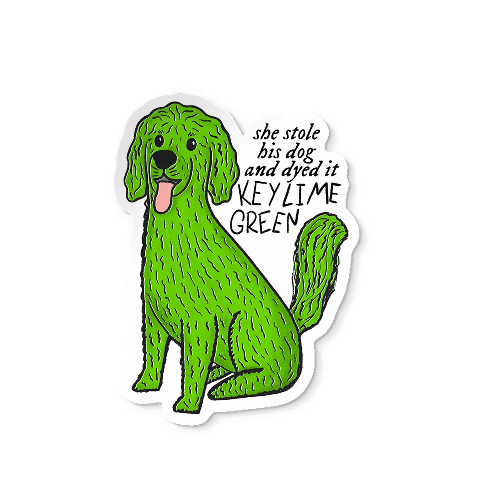 Key Lime Green Dog sticker - MangoIllustrated - Sticker