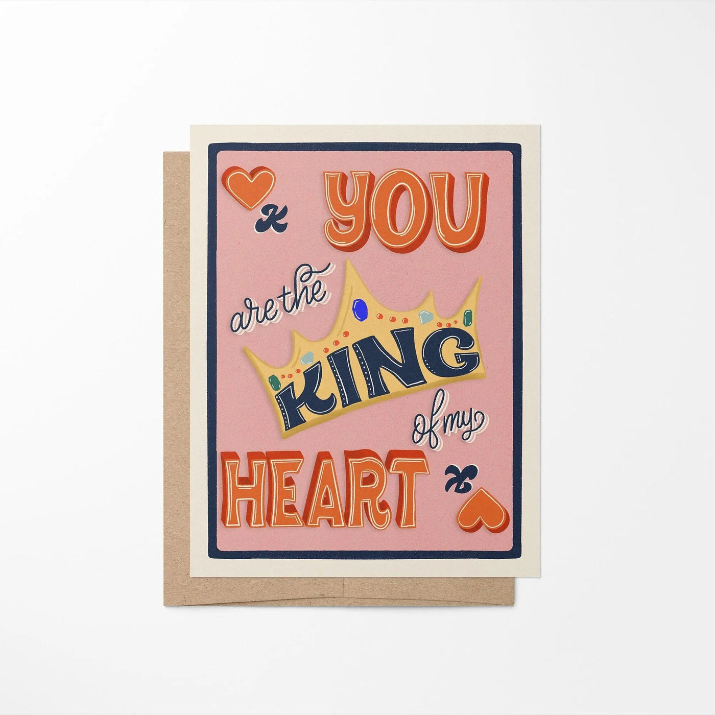 King of My Heart Queen of My Heart greeting card - MangoIllustrated - Greeting Cards