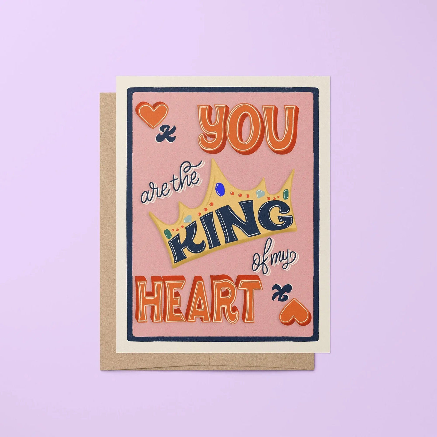 King of My Heart Queen of My Heart greeting card - MangoIllustrated - Greeting Cards