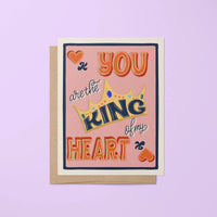 King of My Heart Queen of My Heart greeting card - MangoIllustrated - Greeting Cards