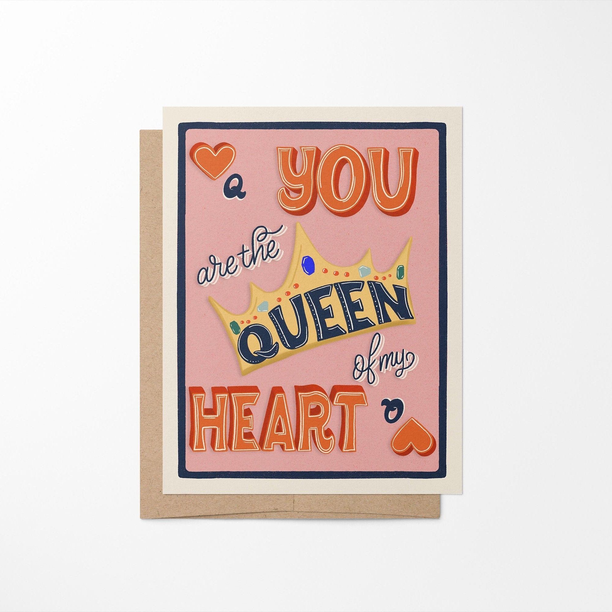 King of My Heart Queen of My Heart greeting card - MangoIllustrated - Greeting Cards