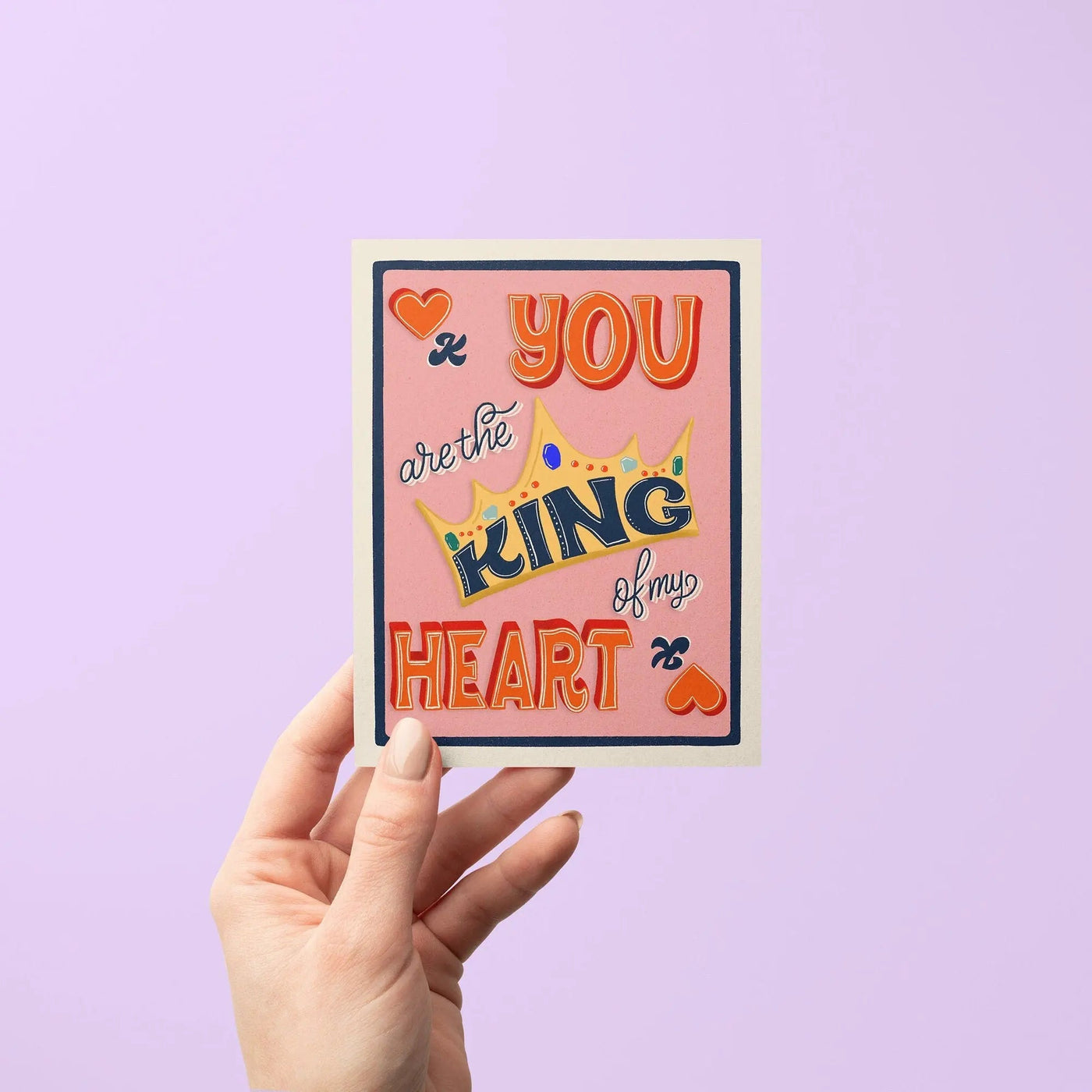 King of My Heart Queen of My Heart greeting card - MangoIllustrated - Greeting Cards