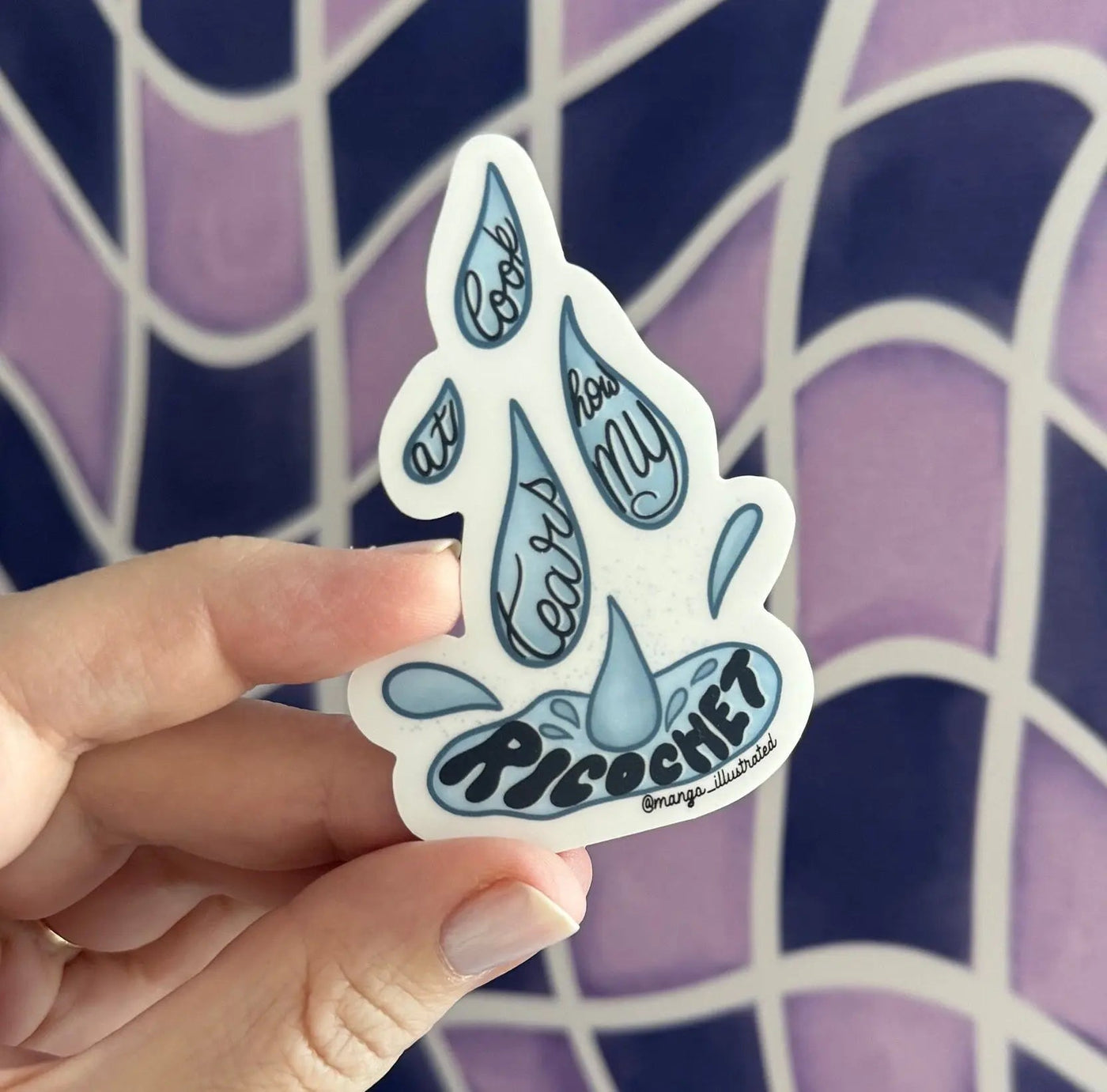 Look At How My Tears Ricochet sticker - MangoIllustrated - Sticker