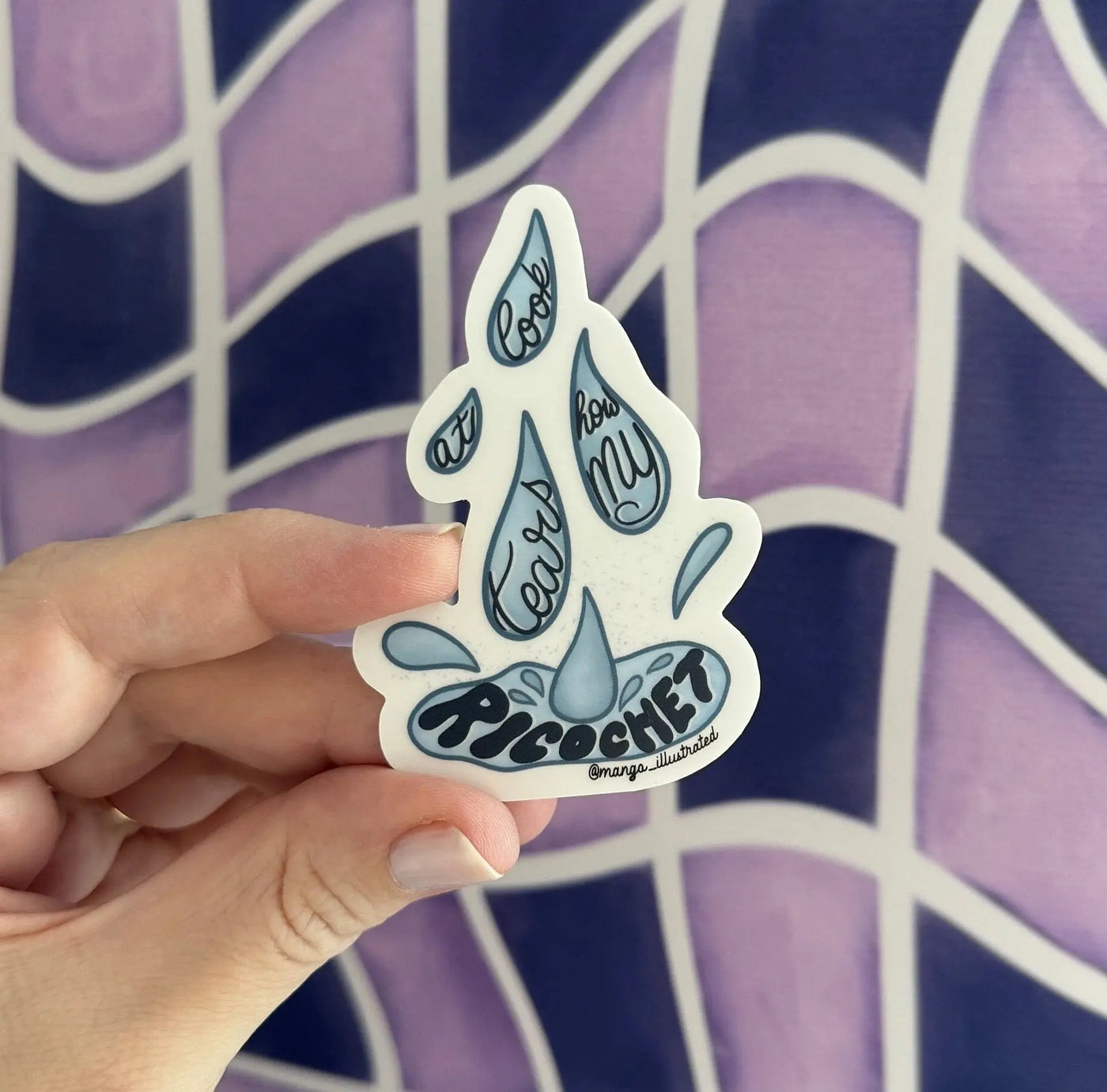 Look At How My Tears Ricochet sticker - MangoIllustrated - Sticker