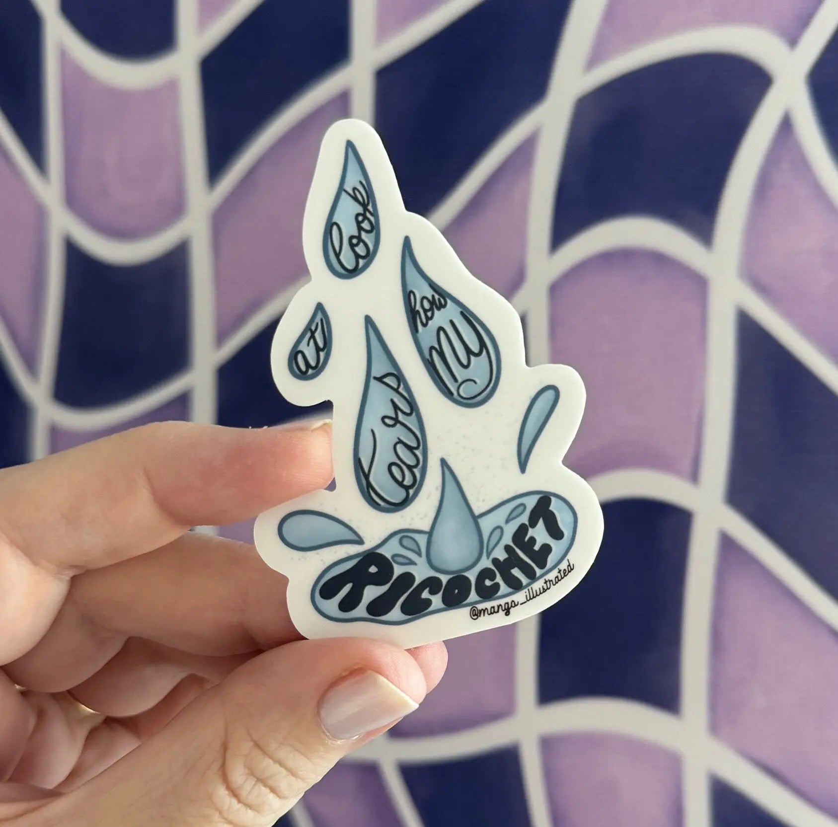 Look At How My Tears Ricochet sticker - MangoIllustrated - Sticker