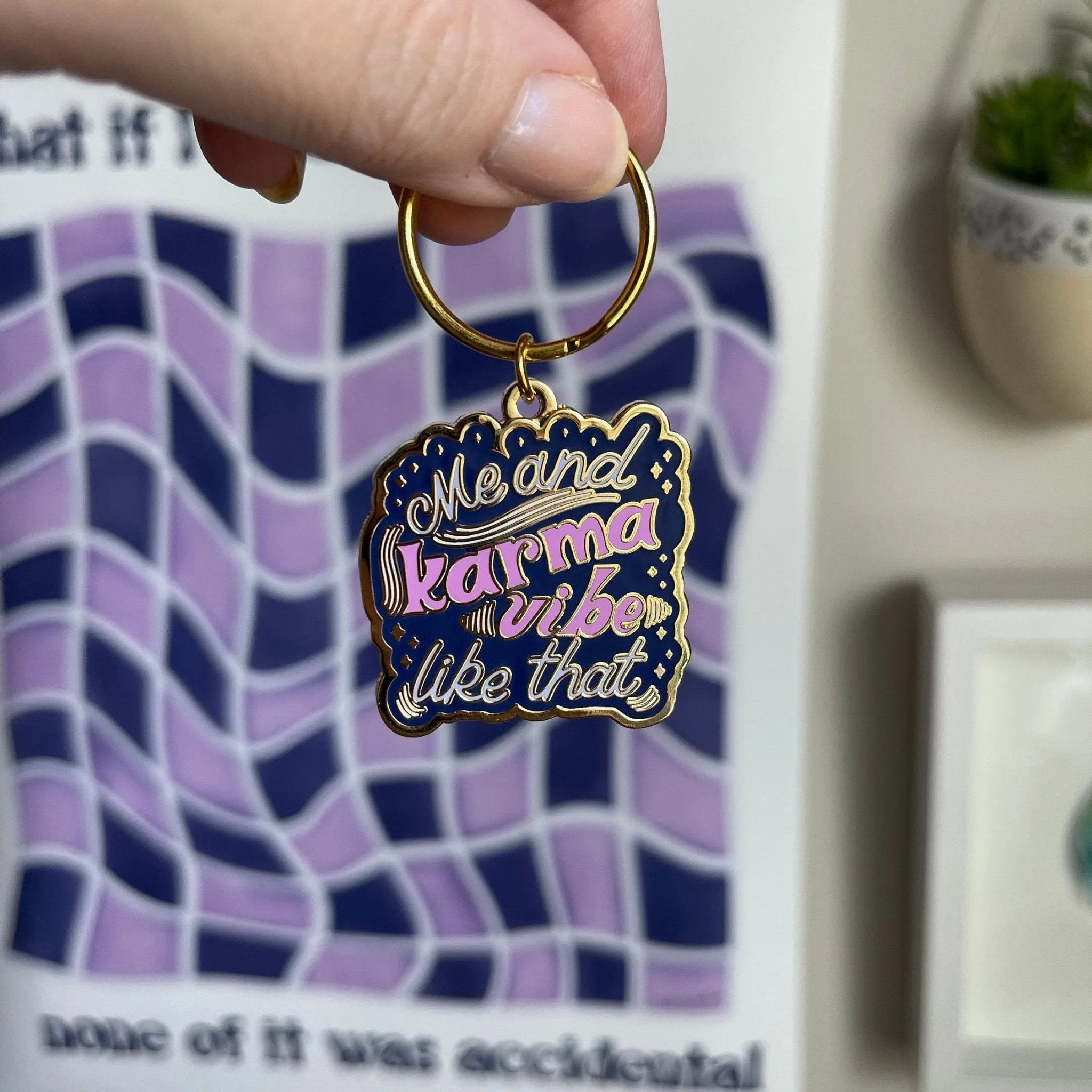 Me and Karma Vibe Like That enamel keychain - MangoIllustrated - Accessories