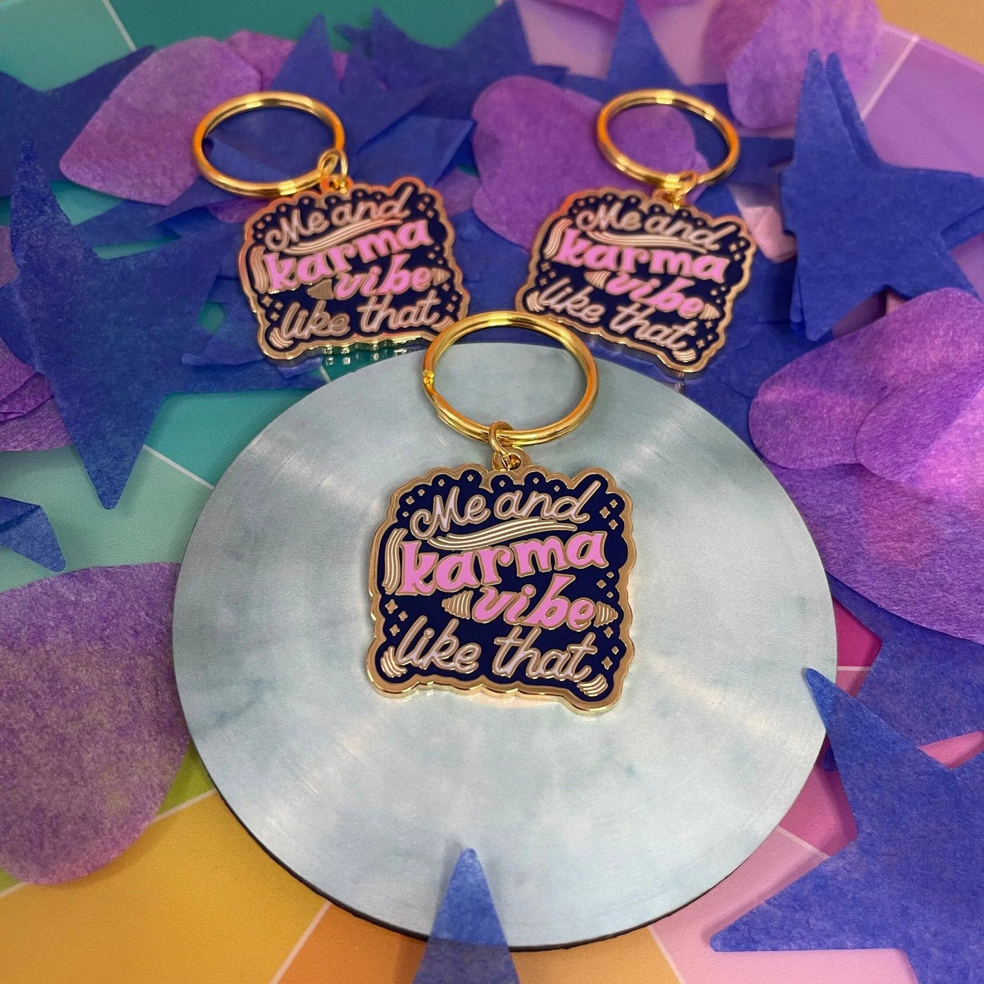 Me and Karma Vibe Like That enamel keychain - MangoIllustrated - Accessories