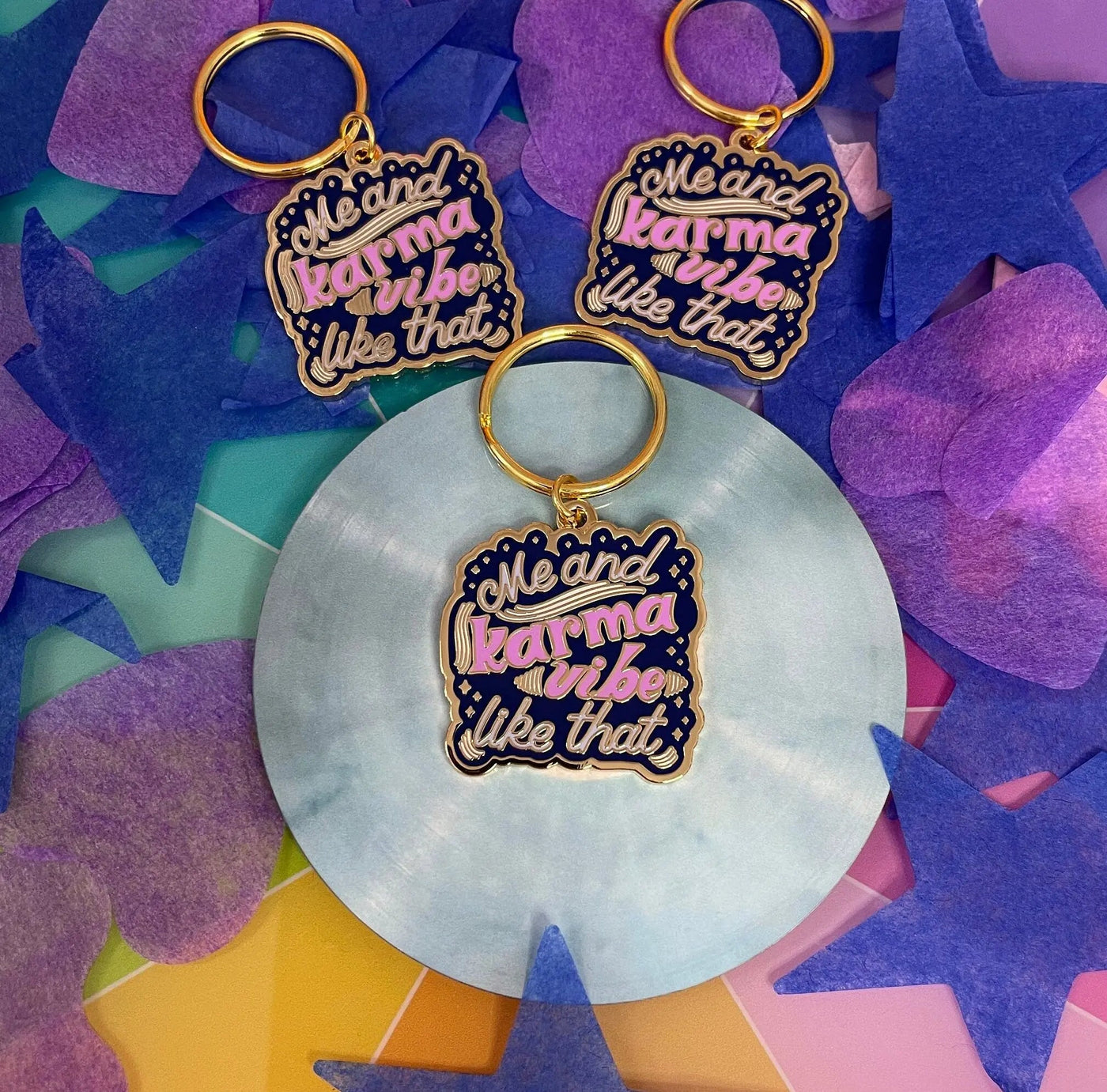 Me and Karma Vibe Like That enamel keychain - MangoIllustrated - Accessories