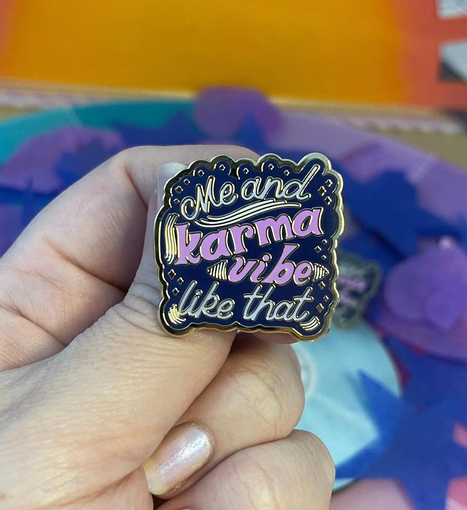 Me and Karma Vibe Like That enamel pin - MangoIllustrated - Accessories