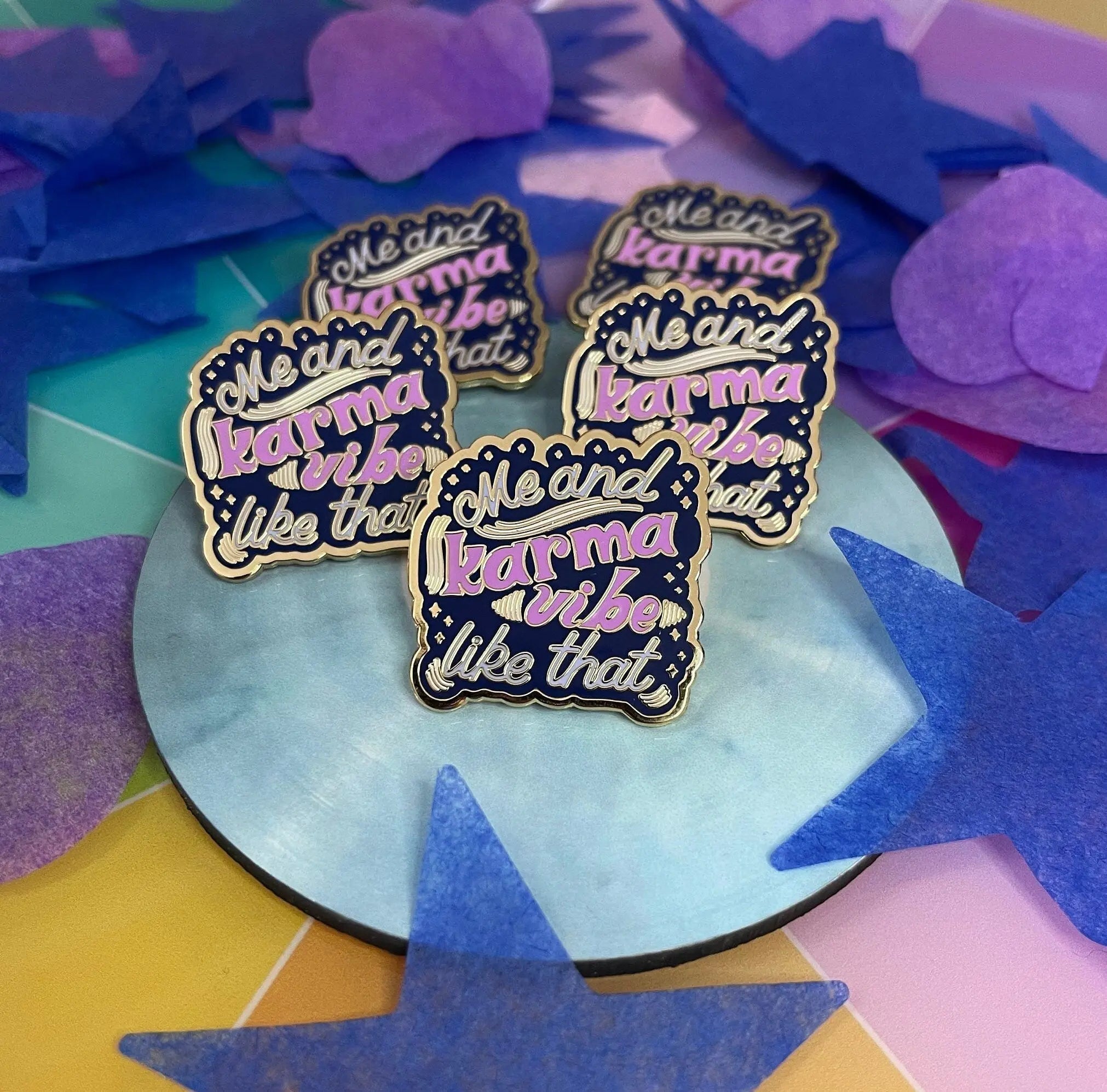 Me and Karma Vibe Like That enamel pin - MangoIllustrated - Accessories