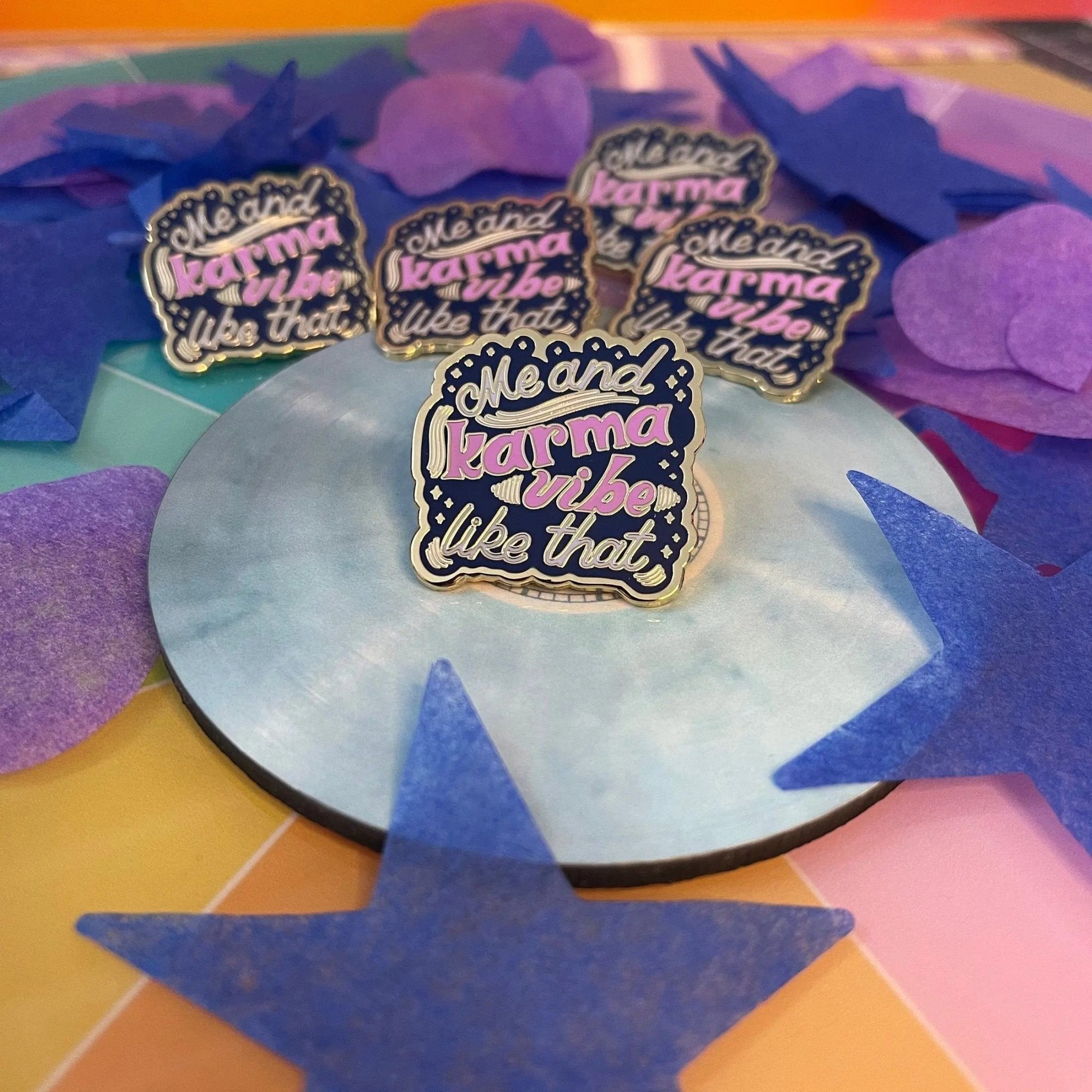 Me and Karma Vibe Like That enamel pin - MangoIllustrated - Accessories