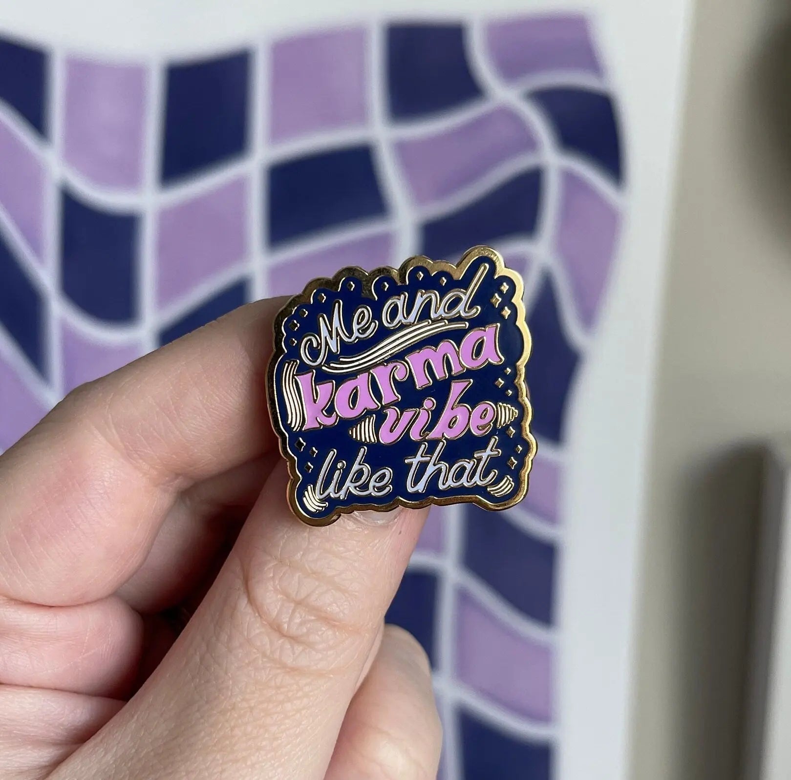 Me and Karma Vibe Like That enamel pin - MangoIllustrated - Accessories
