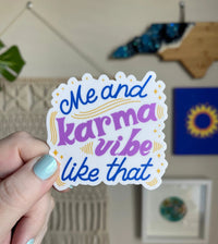 Me and Karma Vibe Like That fuchsia sticker - MangoIllustrated - Sticker