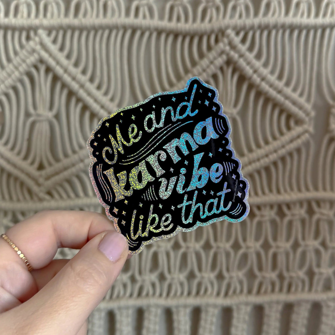 Me and Karma Vibe Like That holographic glitter sticker - MangoIllustrated - Sticker