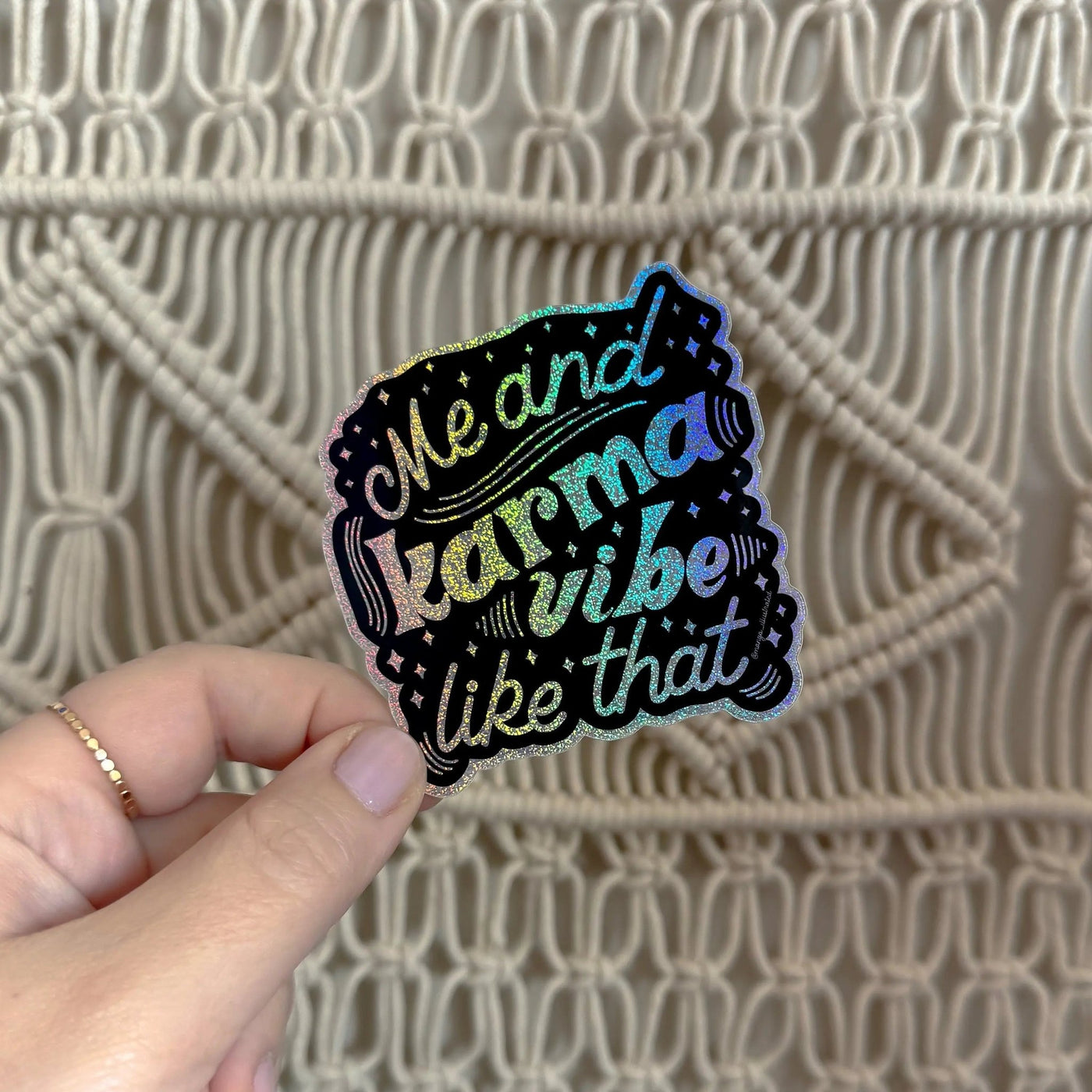 Me and Karma Vibe Like That holographic glitter sticker - MangoIllustrated - Sticker