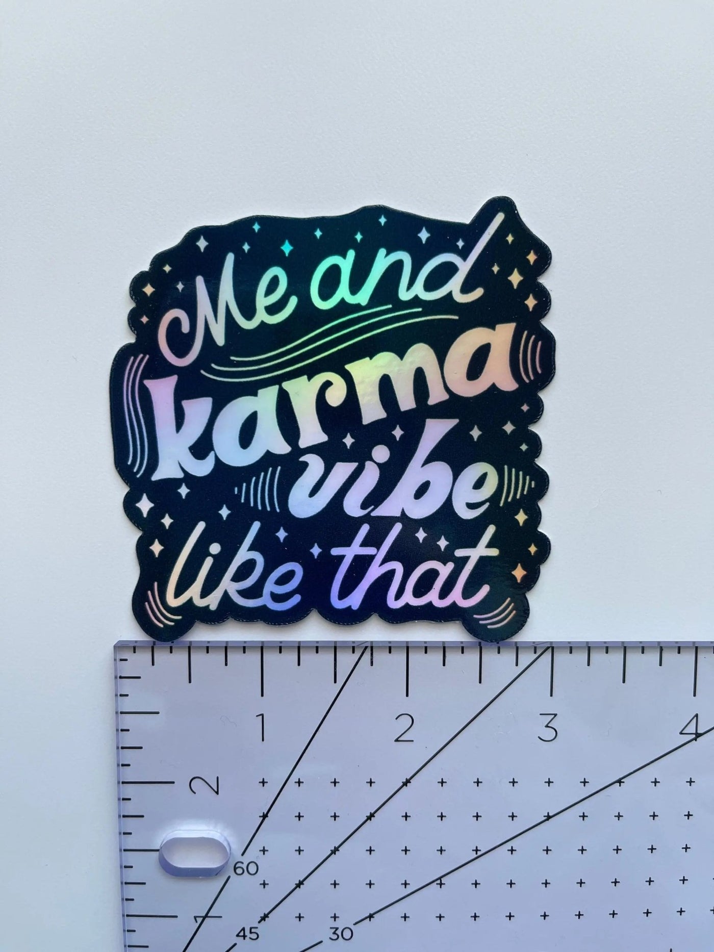 Me and Karma Vibe Like That holographic sticker - MangoIllustrated - Sticker