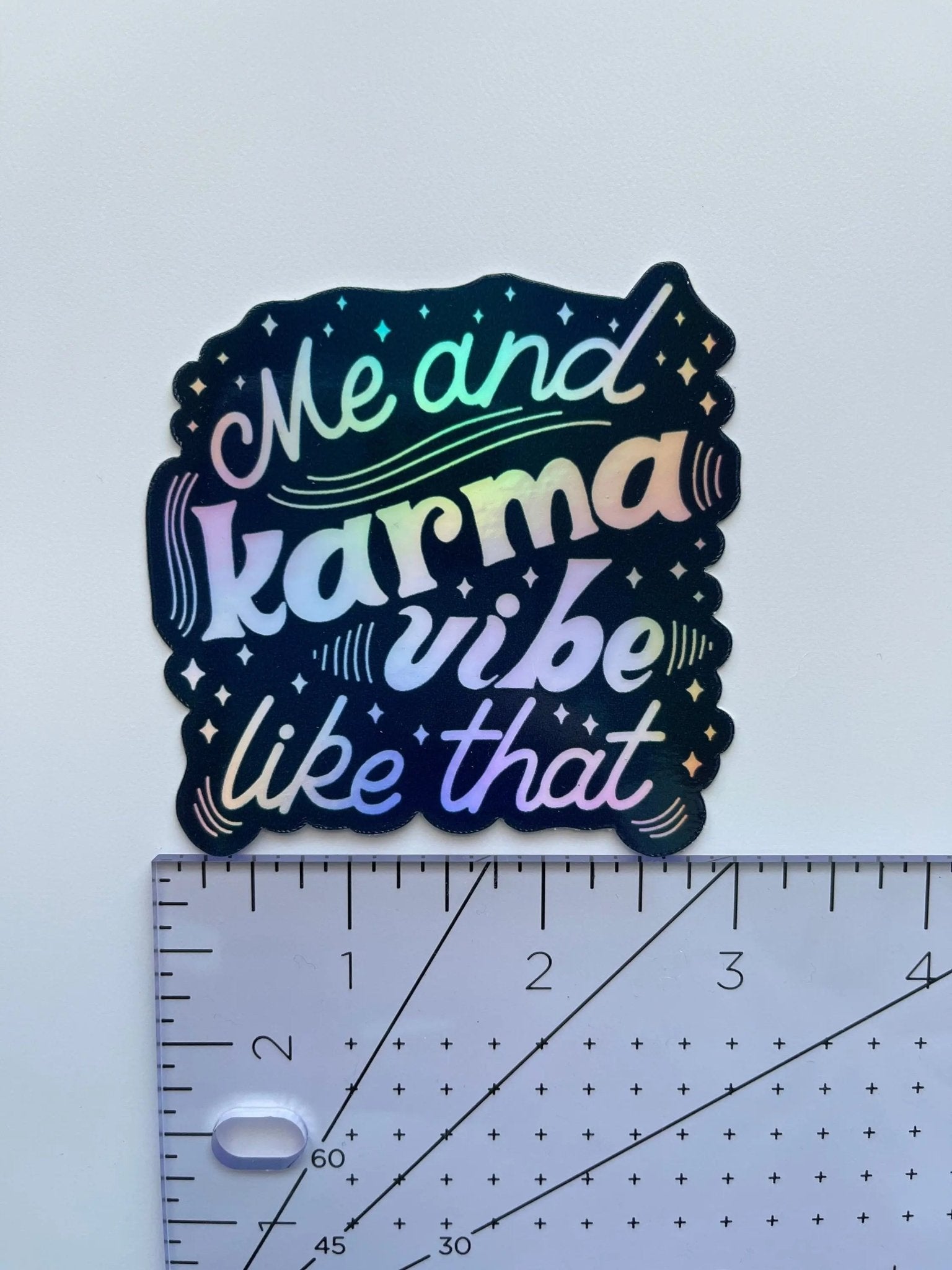 Me and Karma Vibe Like That holographic sticker - MangoIllustrated - Sticker