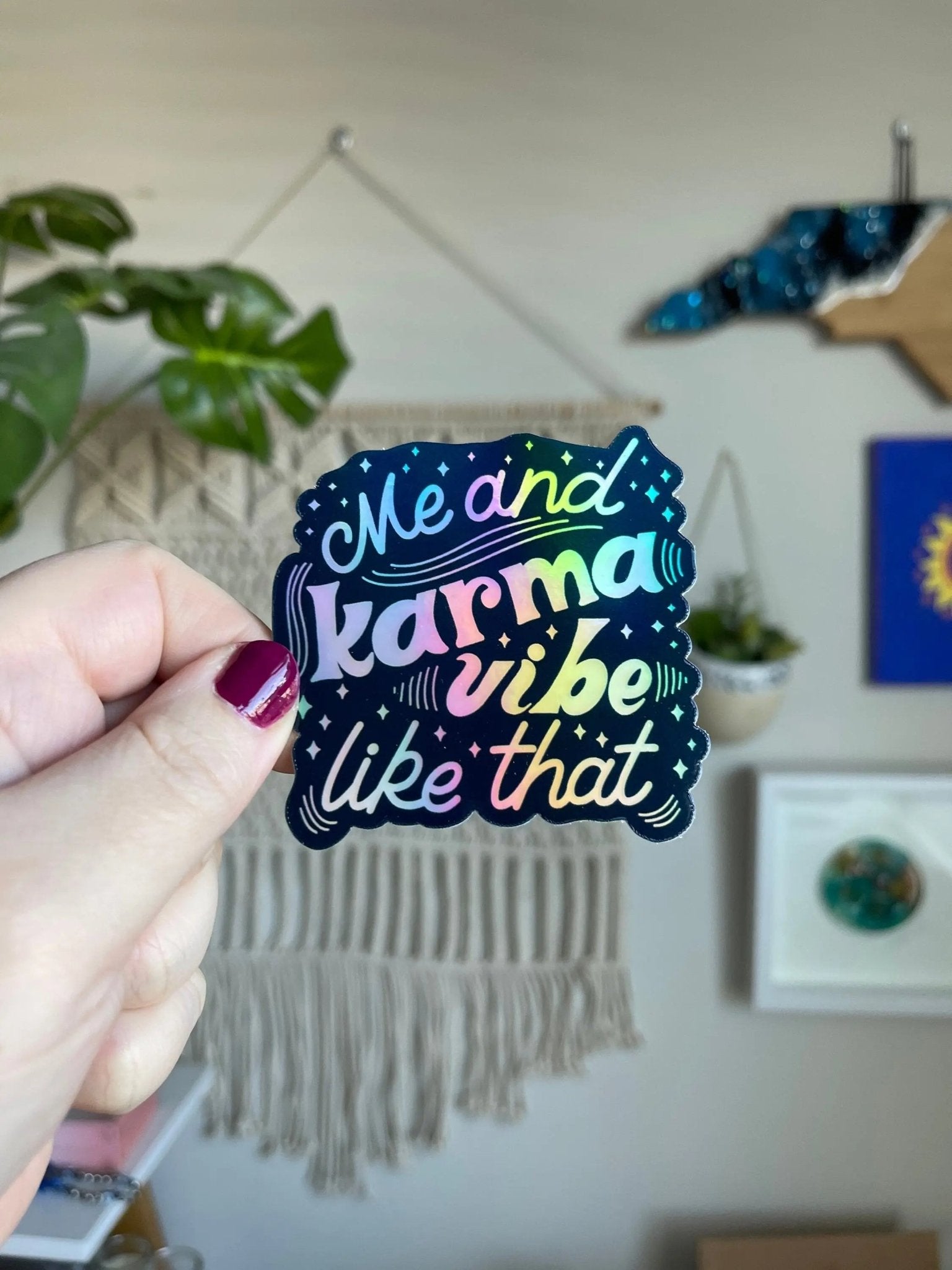 Me and Karma Vibe Like That holographic sticker - MangoIllustrated - Sticker