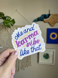 Me and Karma Vibe Like That PURPLE Suncatcher sticker - MangoIllustrated - Sticker