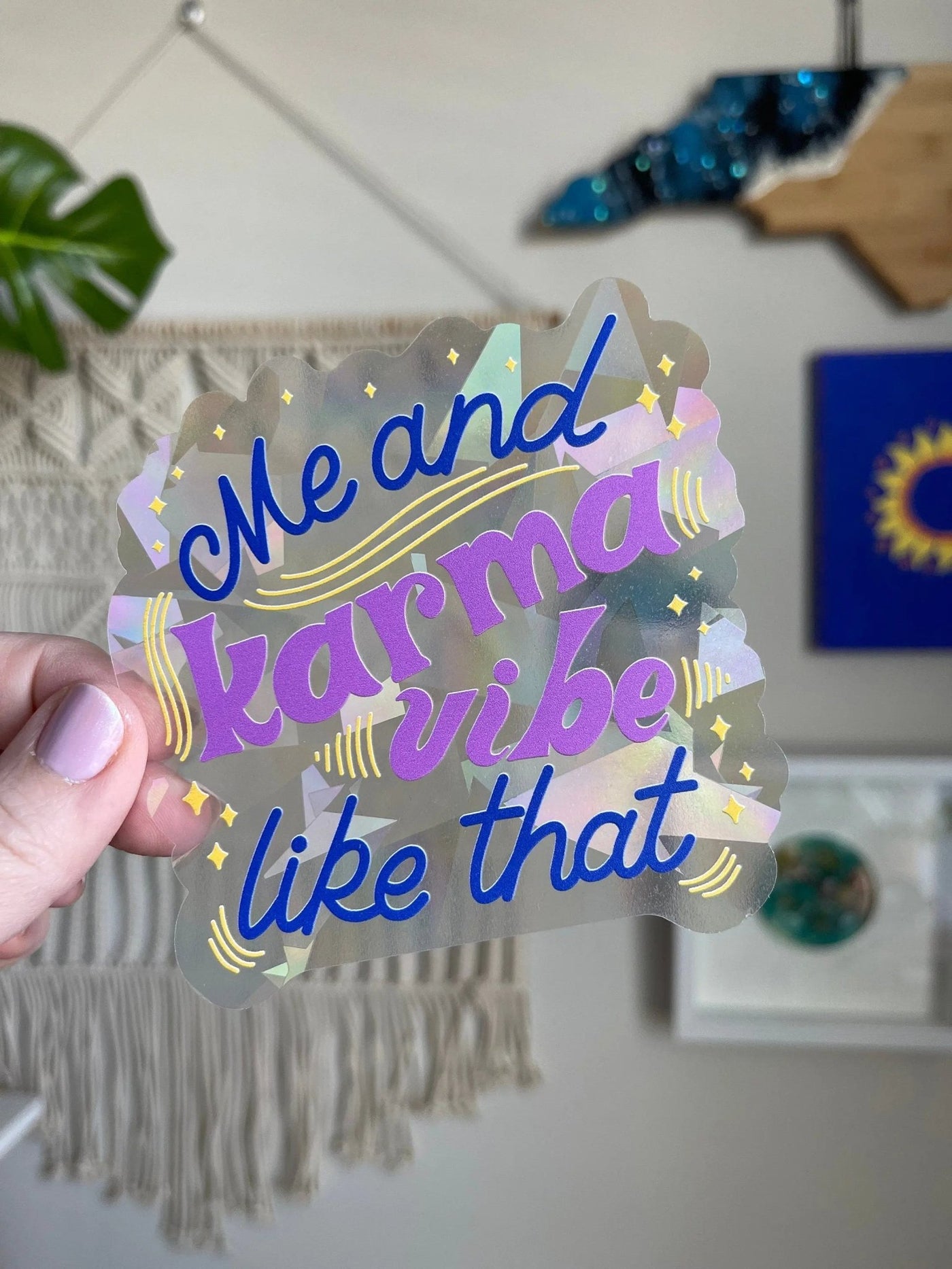 Me and Karma Vibe Like That PURPLE Suncatcher sticker - MangoIllustrated - Sticker