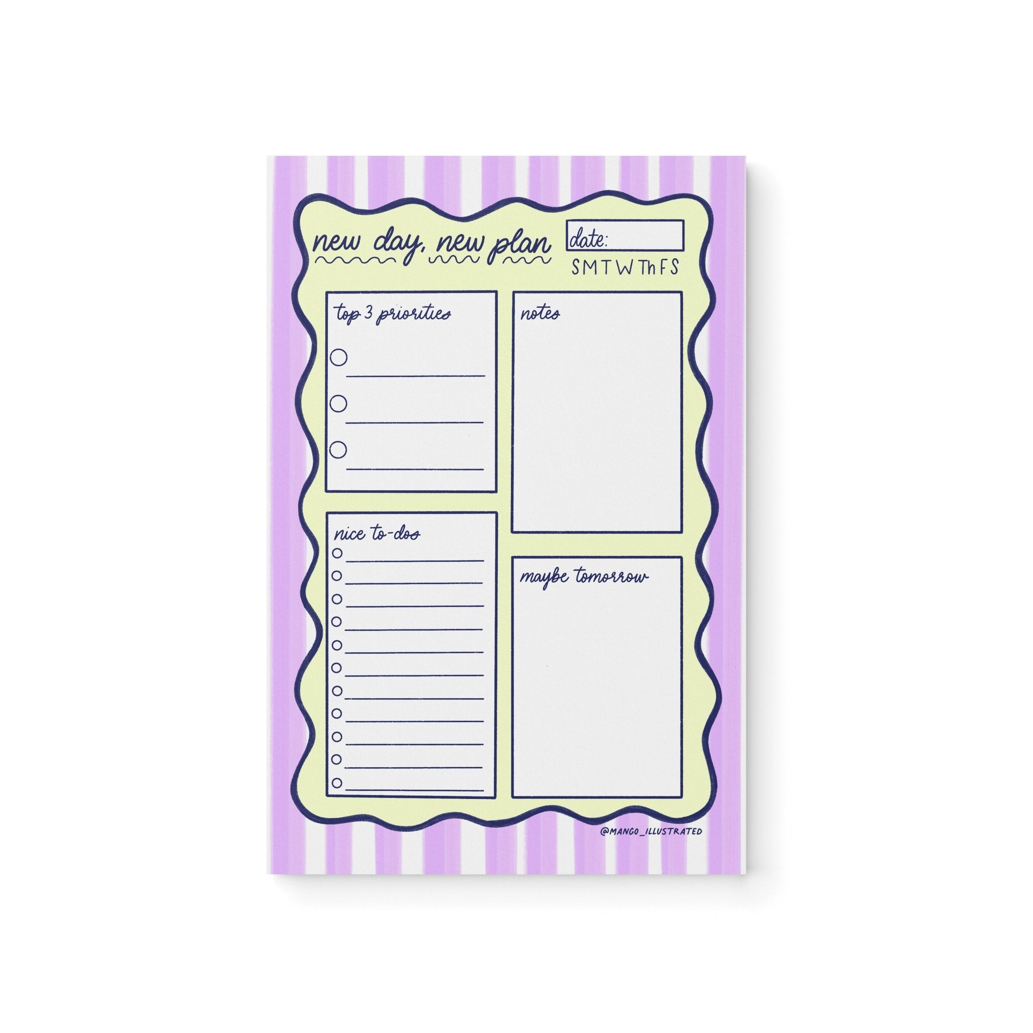 New Day New Plan Daily Planner Notepad
