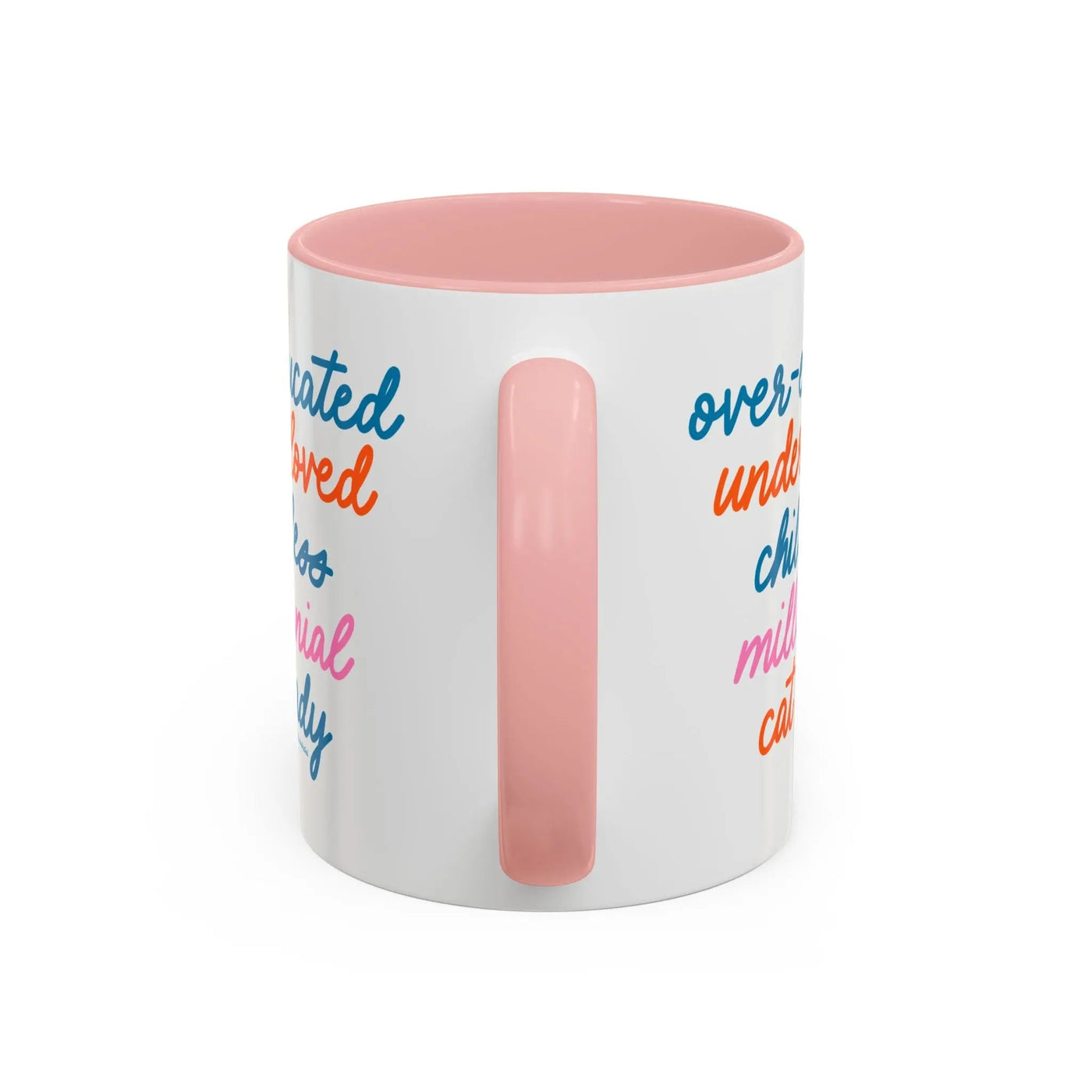 Over - educated under - loved childless millennial Cat Lady Mug - MangoIllustrated - Mug