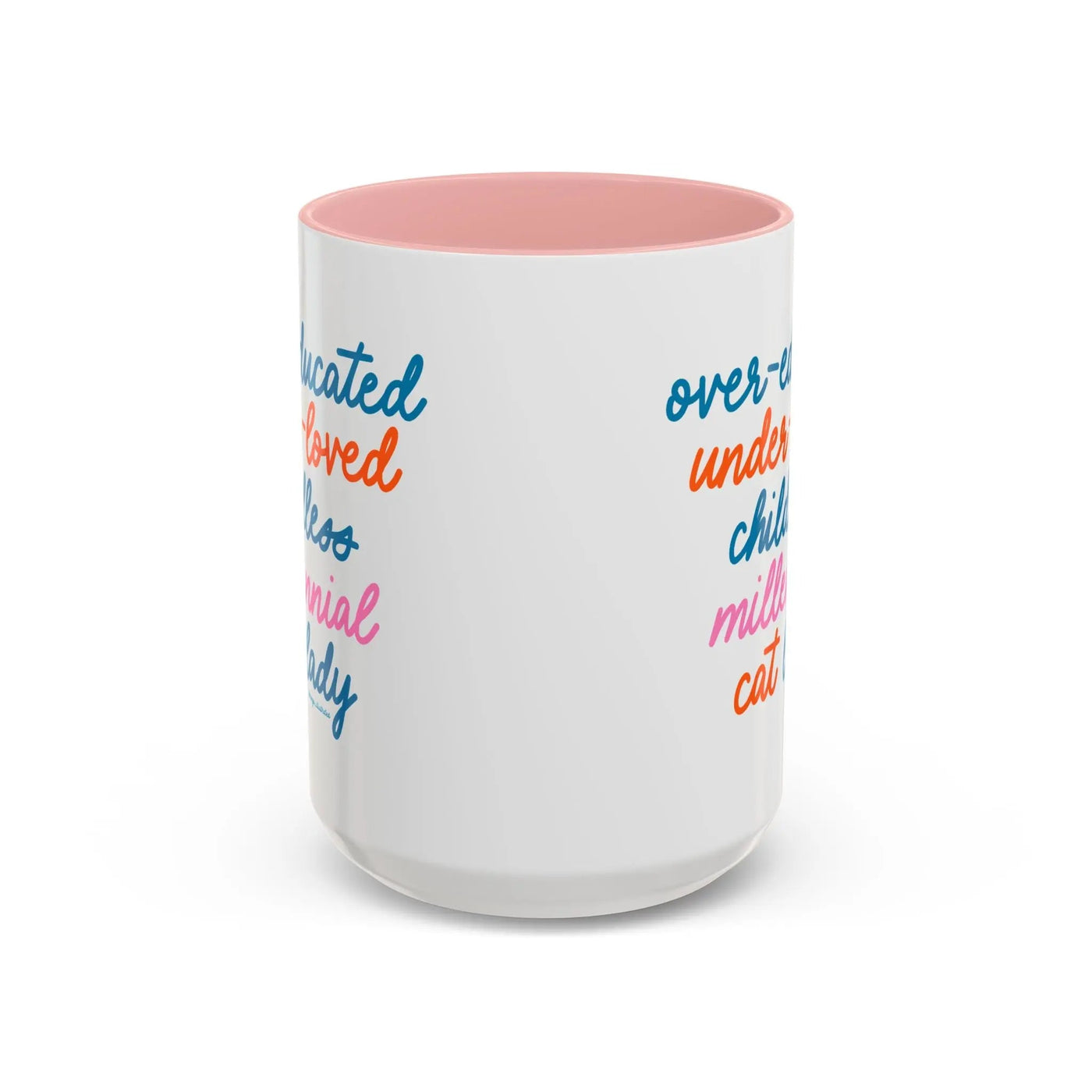 Over - educated under - loved childless millennial Cat Lady Mug - MangoIllustrated - Mug