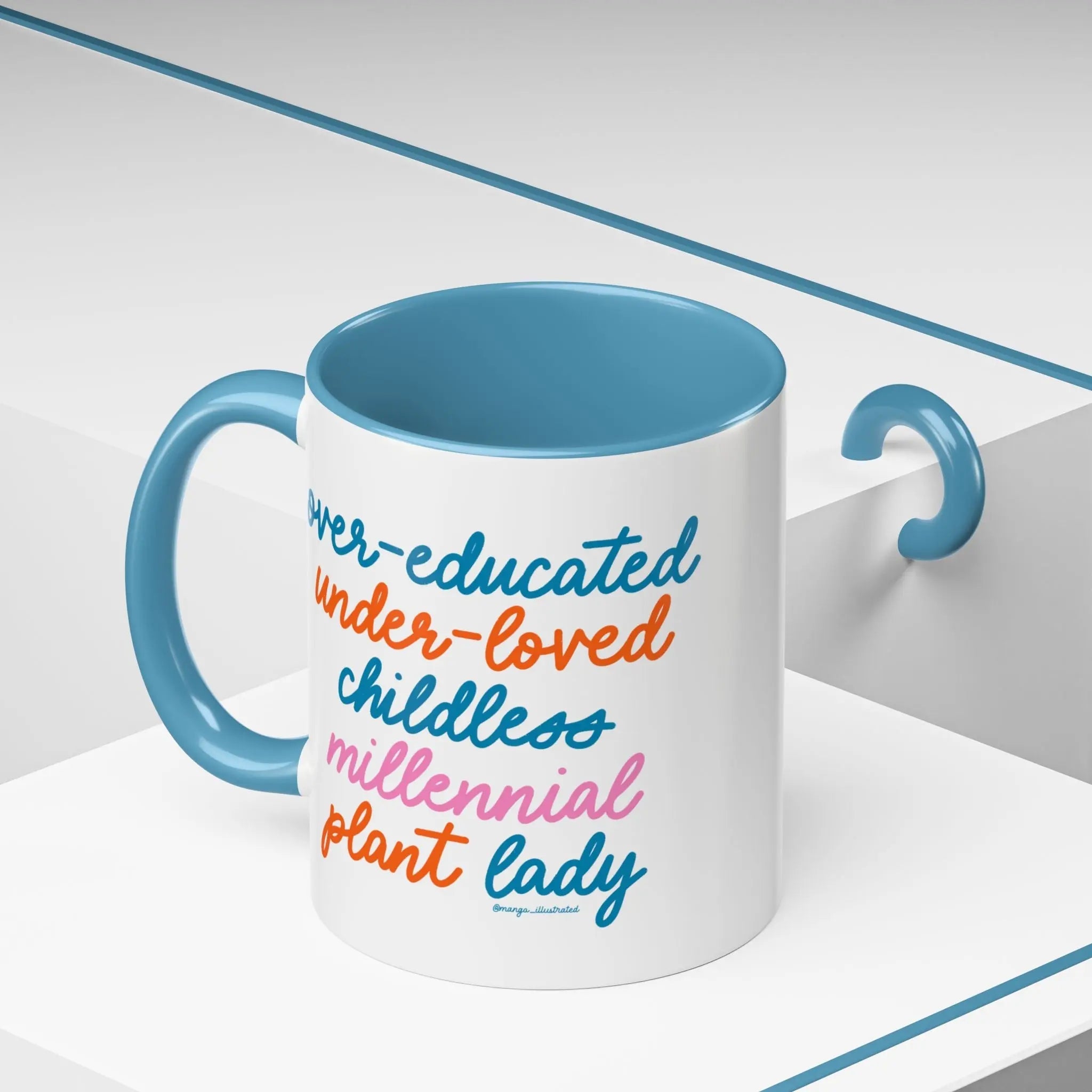 Over - educated under - loved childless millennial Plant Lady Mug - MangoIllustrated - Mug