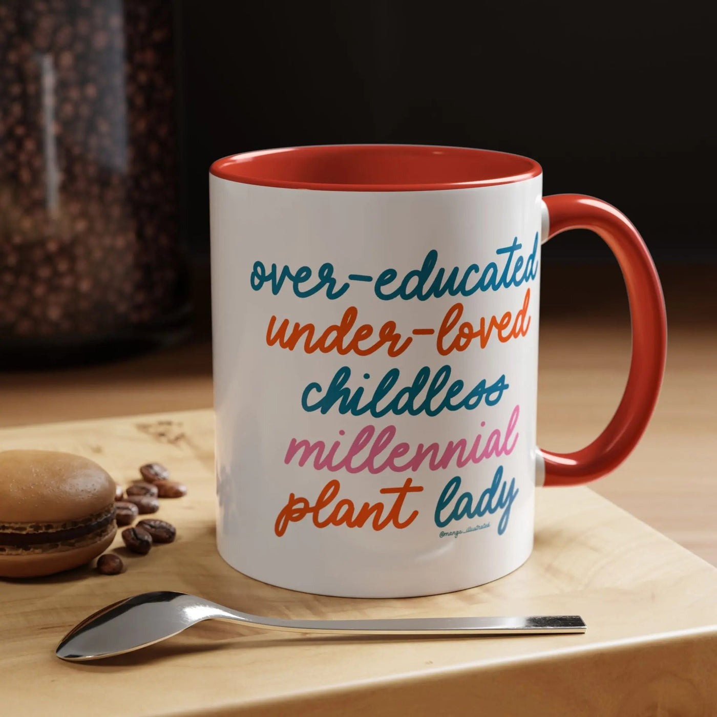 Over - educated under - loved childless millennial Plant Lady Mug - MangoIllustrated - Mug