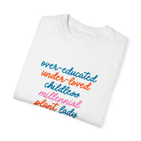 Over - educated under - loved childless millennial Plant Lady tshirt - MangoIllustrated - T - Shirt