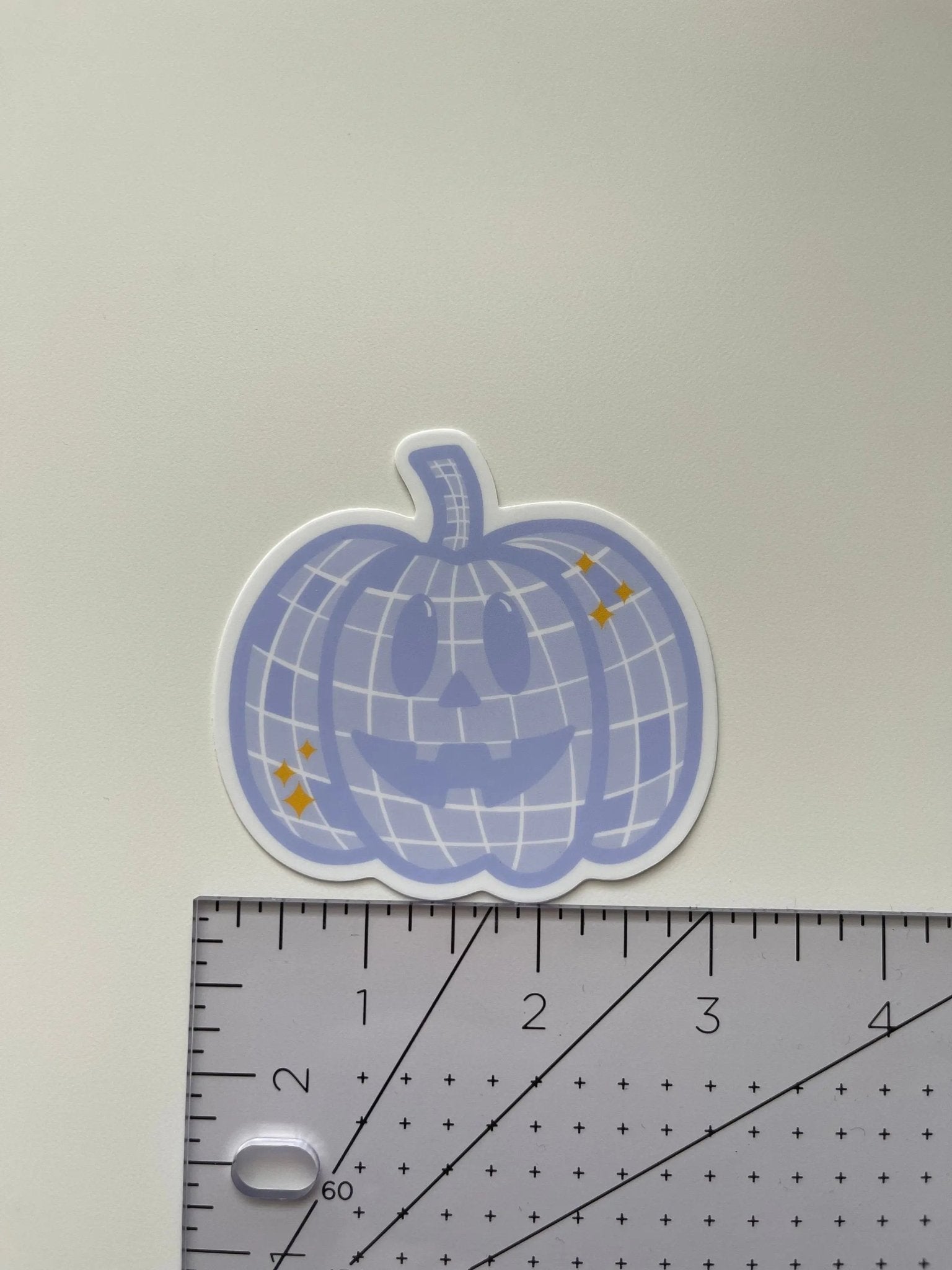 Periwinkle blue disco ball pumpkin sticker - MangoIllustrated - Sticker