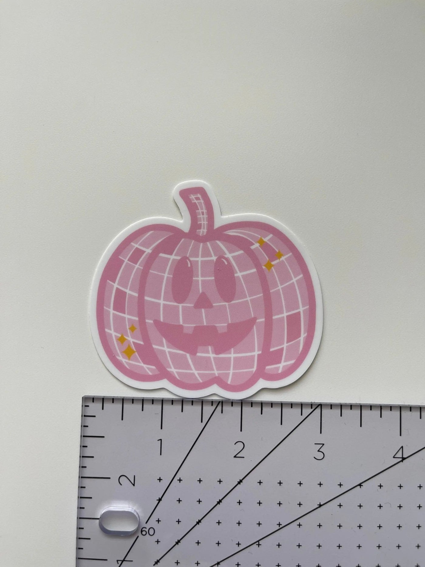 Pink disco ball pumpkin sticker - MangoIllustrated - Sticker