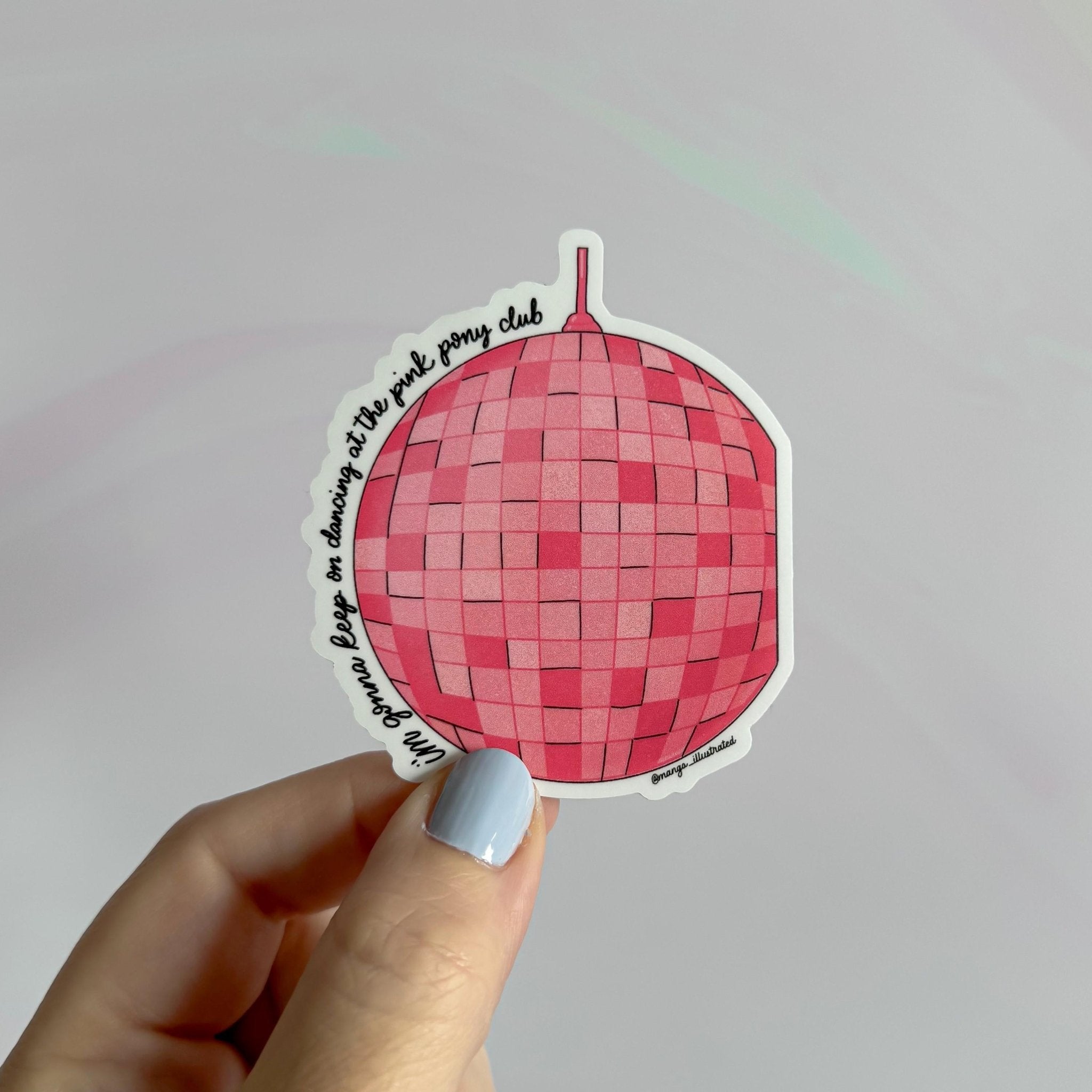 Pink pony disco ball sticker - MangoIllustrated - Sticker