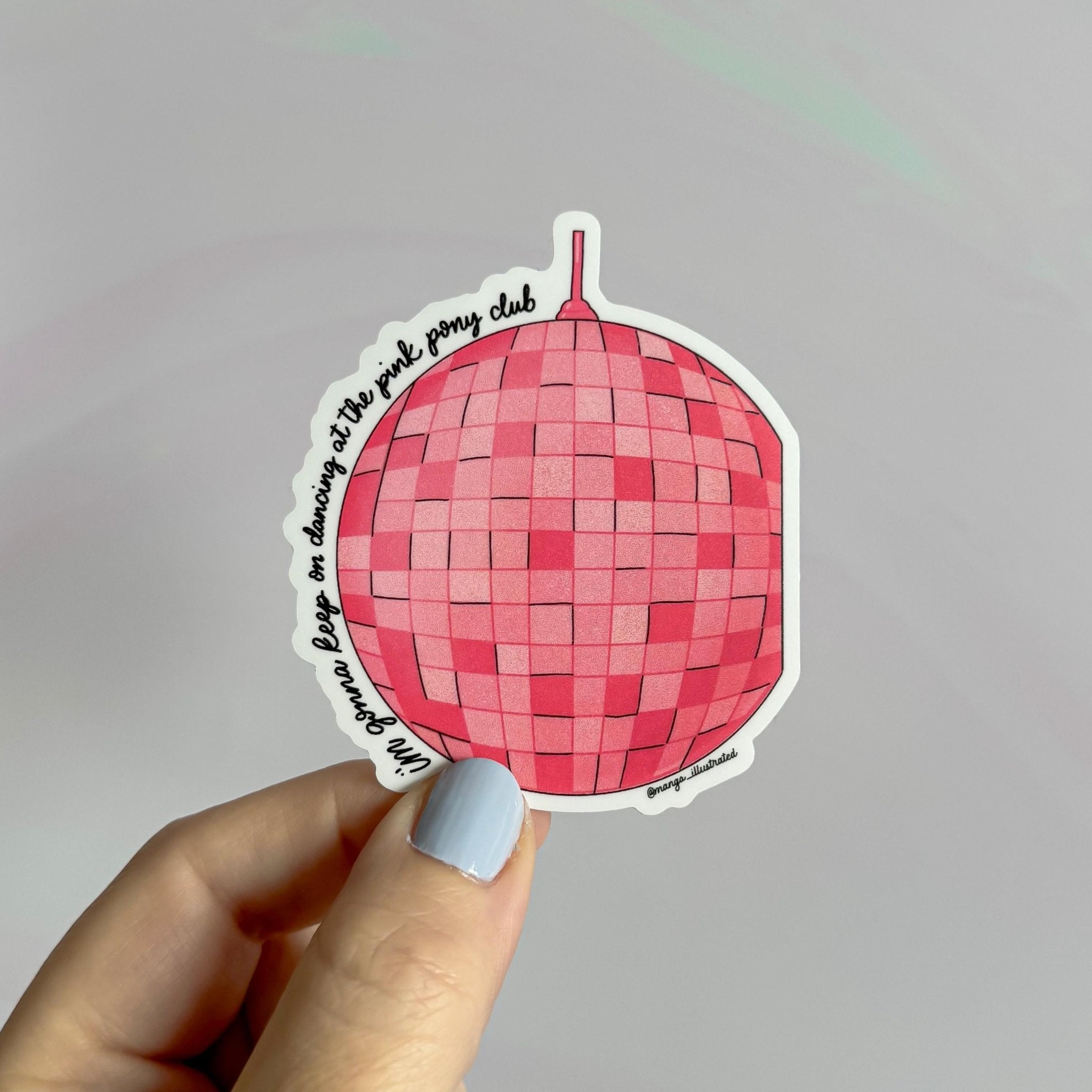 Pink pony disco ball sticker - MangoIllustrated - Sticker