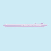 Lilac pen with the inspirational quote “Keep making things. Keep making art” printed in white.