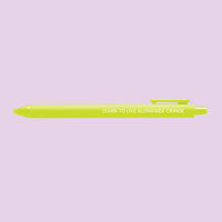 Citron pen with the inspirational quote “Learn to live alongside cringe” printed in white, inspired by Taylor's NYU speech.