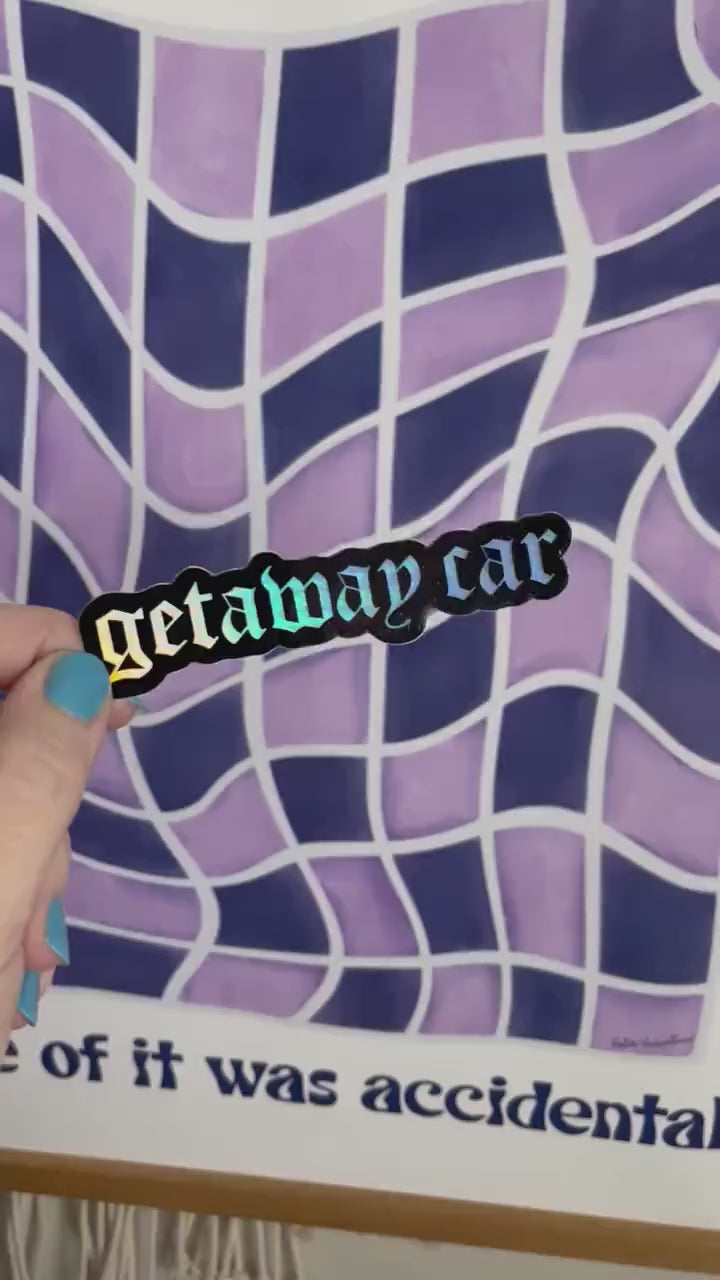 Getaway Car holographic sticker, Taylor Swift reputation, rep era decal, waterproof weatherproof water bottle laptop sticker