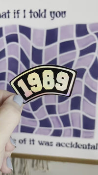 1989 Collegiate black holographic sticker, swiftie sticker, Taylor Swift 1989 era inspired, gift for swiftie, waterproof laptop sticker