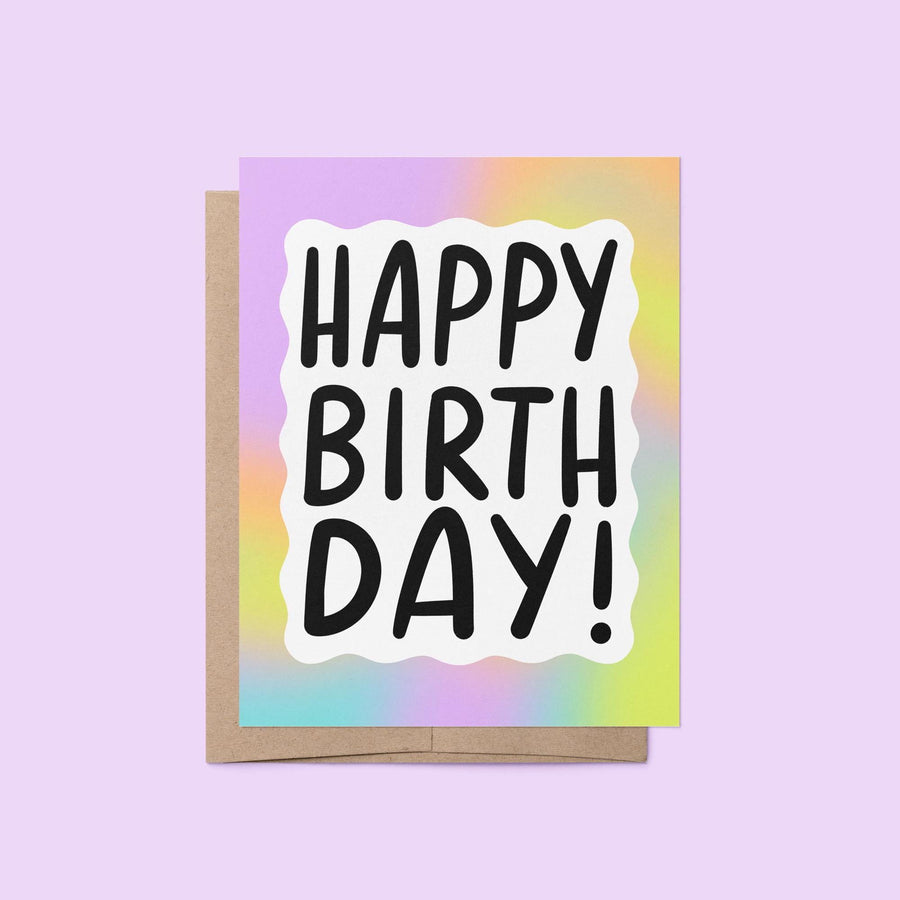 Rainbow gradient happy birthday card - MangoIllustrated - Greeting Cards