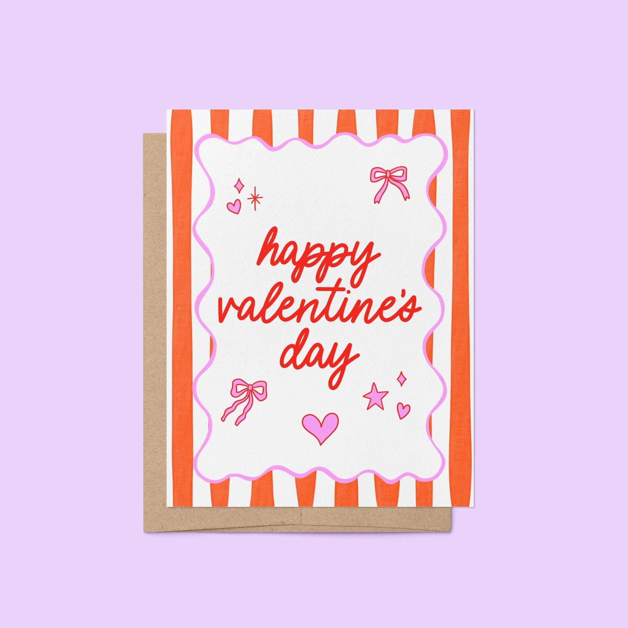 Retro Stripes Valentine's Day card - MangoIllustrated - Greeting Cards