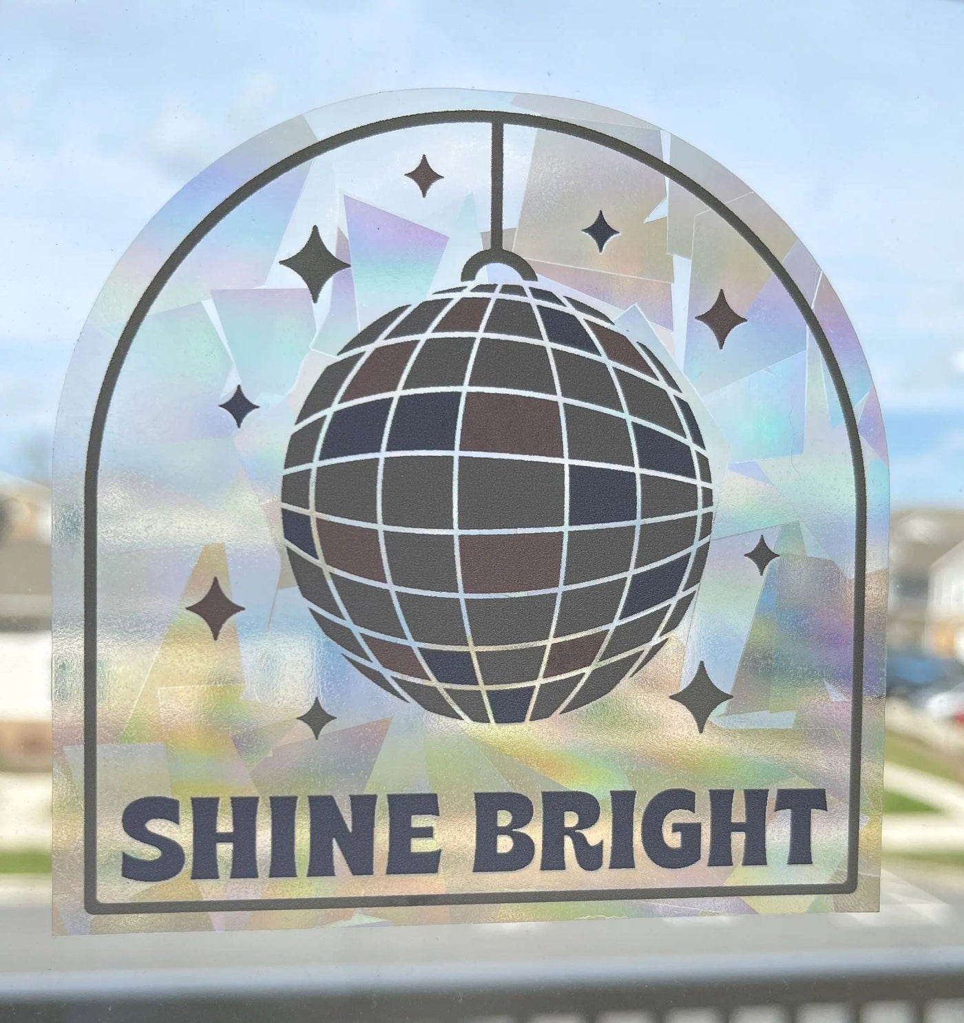 Shine Bright disco ball Suncatcher sticker - MangoIllustrated - Sticker