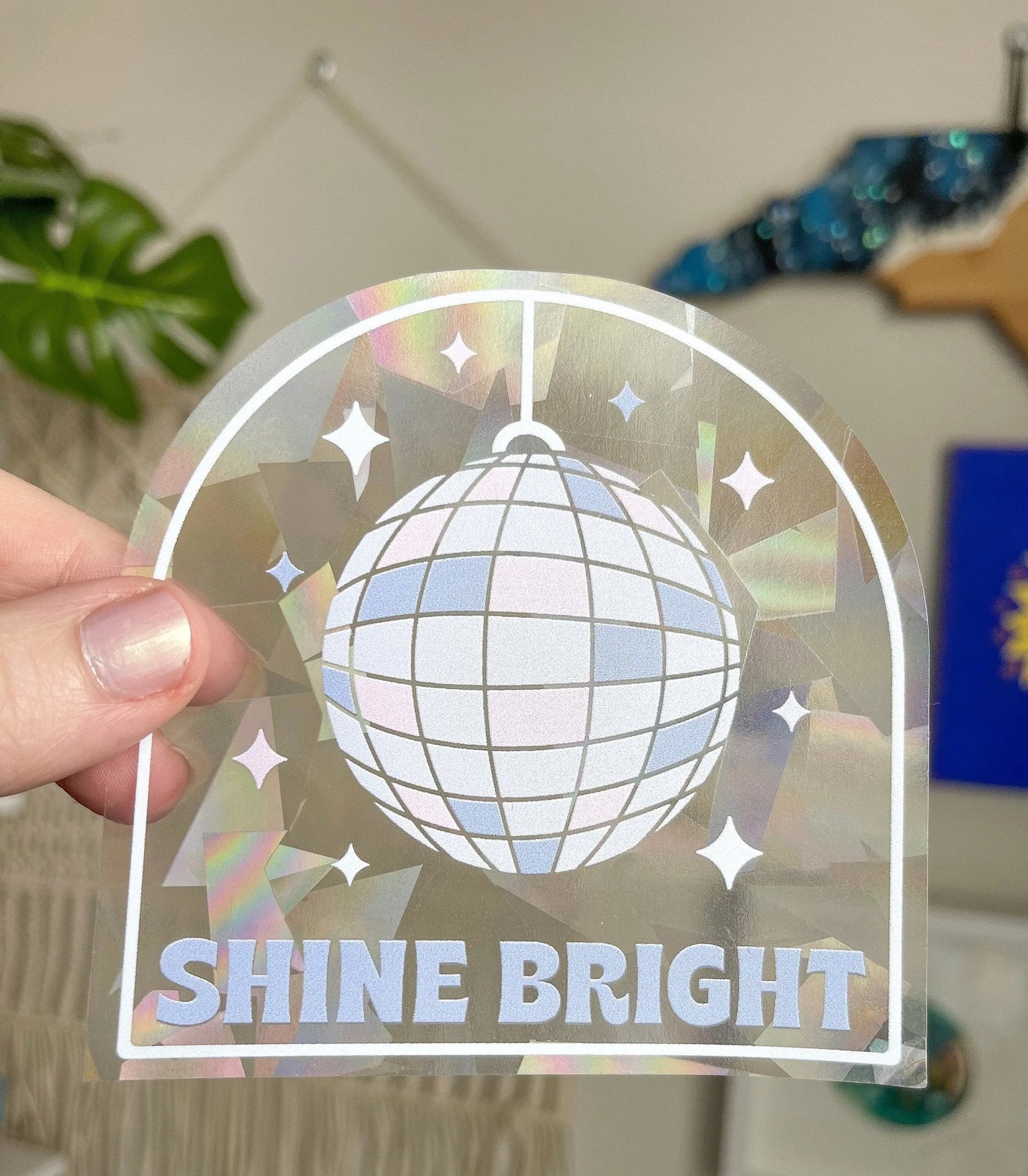 Shine Bright disco ball Suncatcher sticker - MangoIllustrated - Sticker