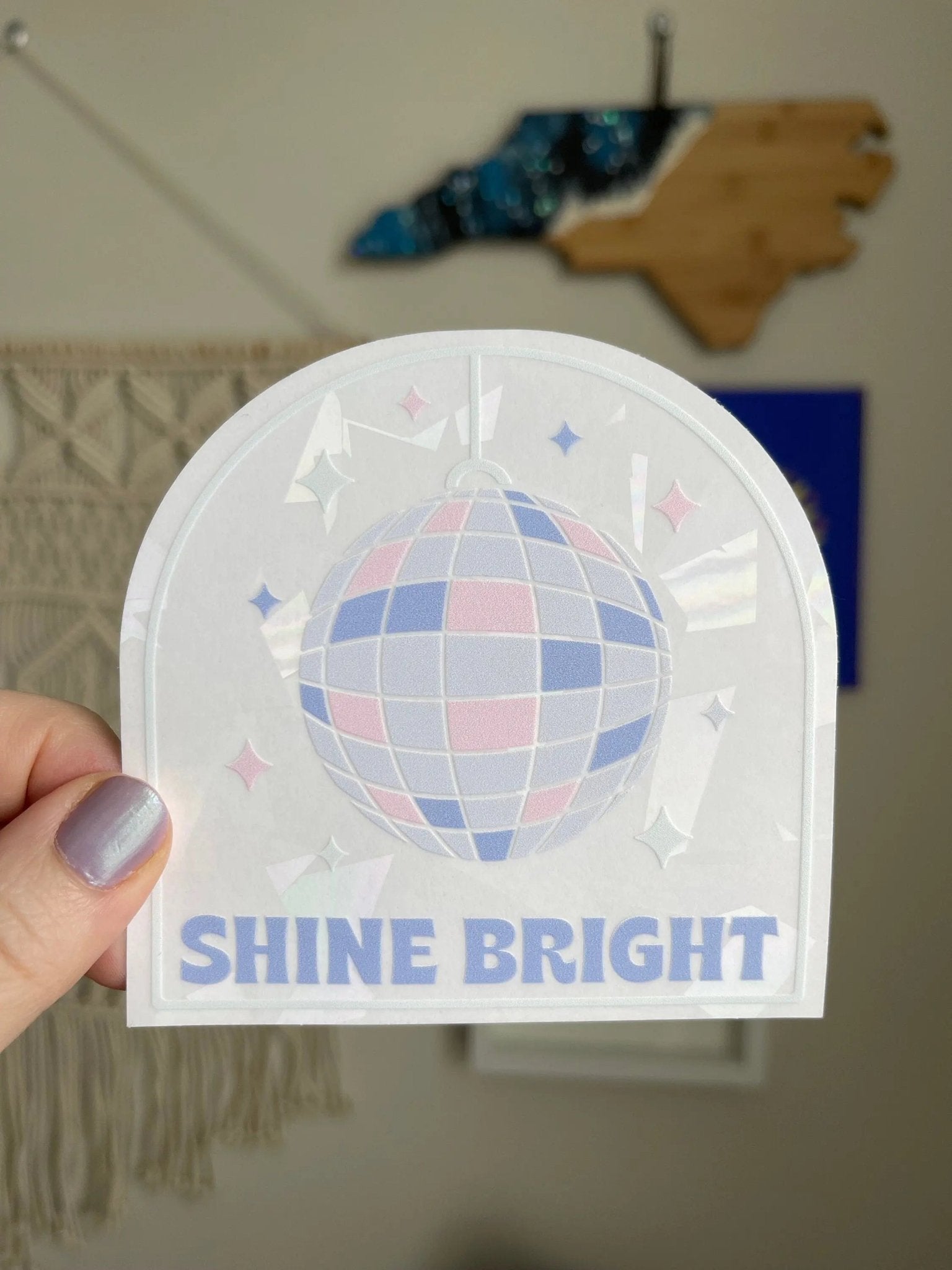 Shine Bright disco ball Suncatcher sticker - MangoIllustrated - Sticker