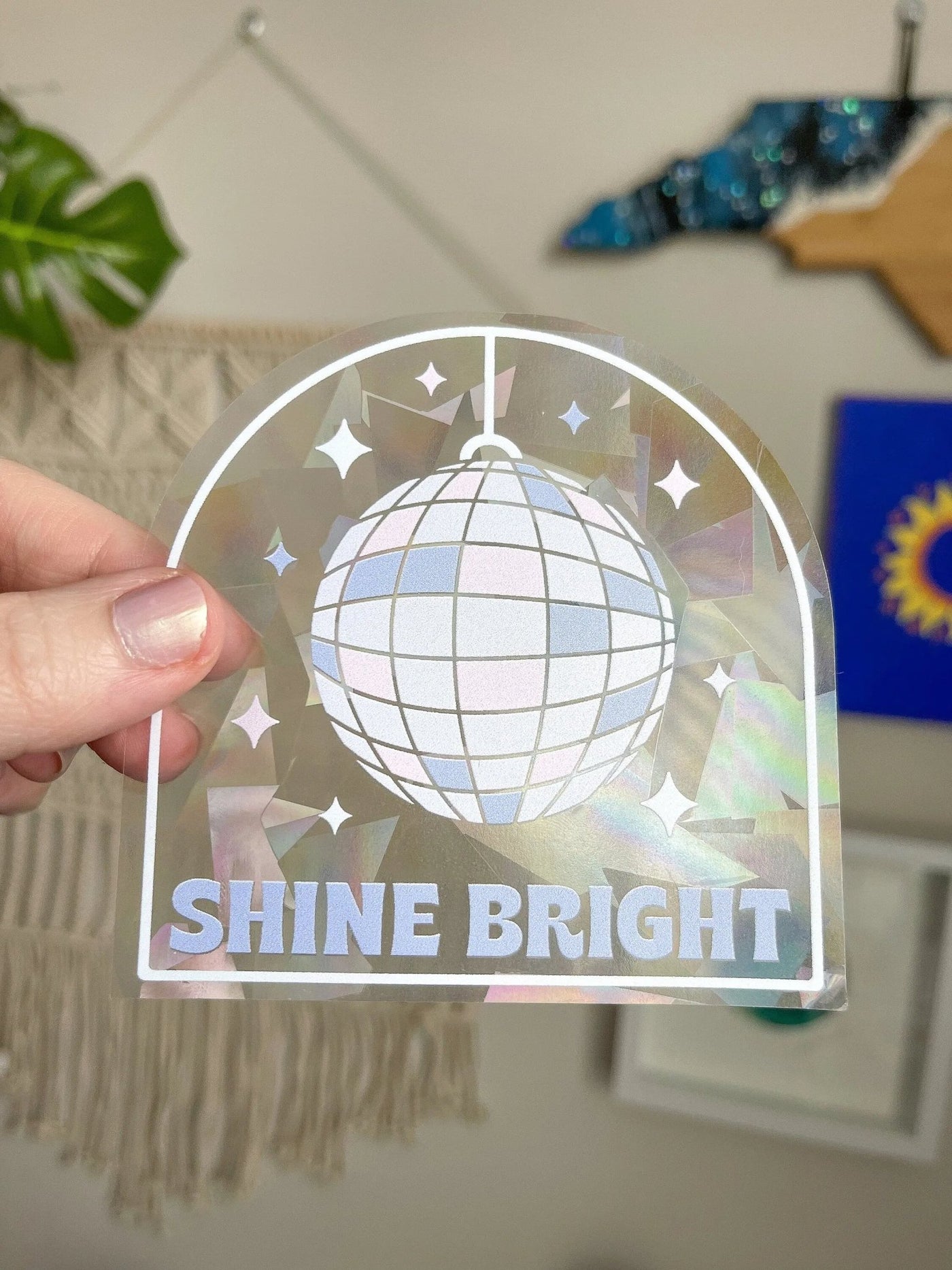 Shine Bright disco ball Suncatcher sticker - MangoIllustrated - Sticker