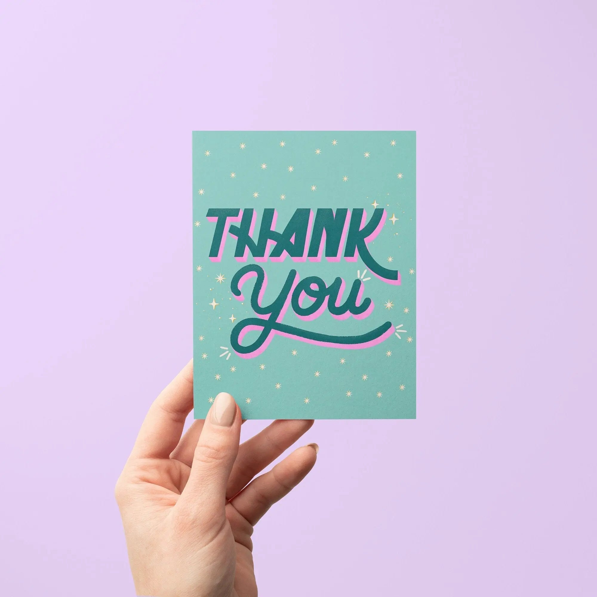 Thank You card - teal and pink - MangoIllustrated - Greeting Cards