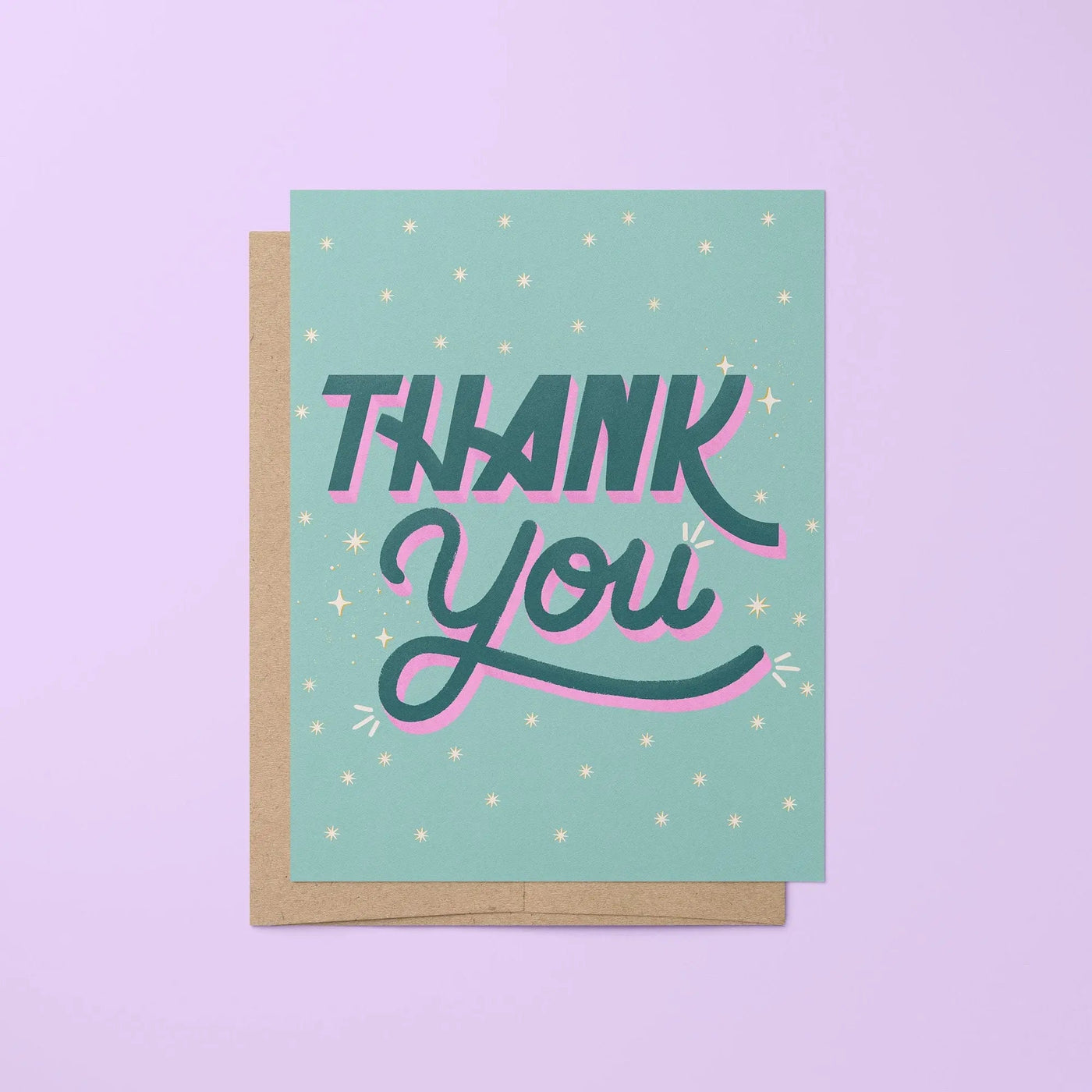 Thank You card - teal and pink - MangoIllustrated - Greeting Cards