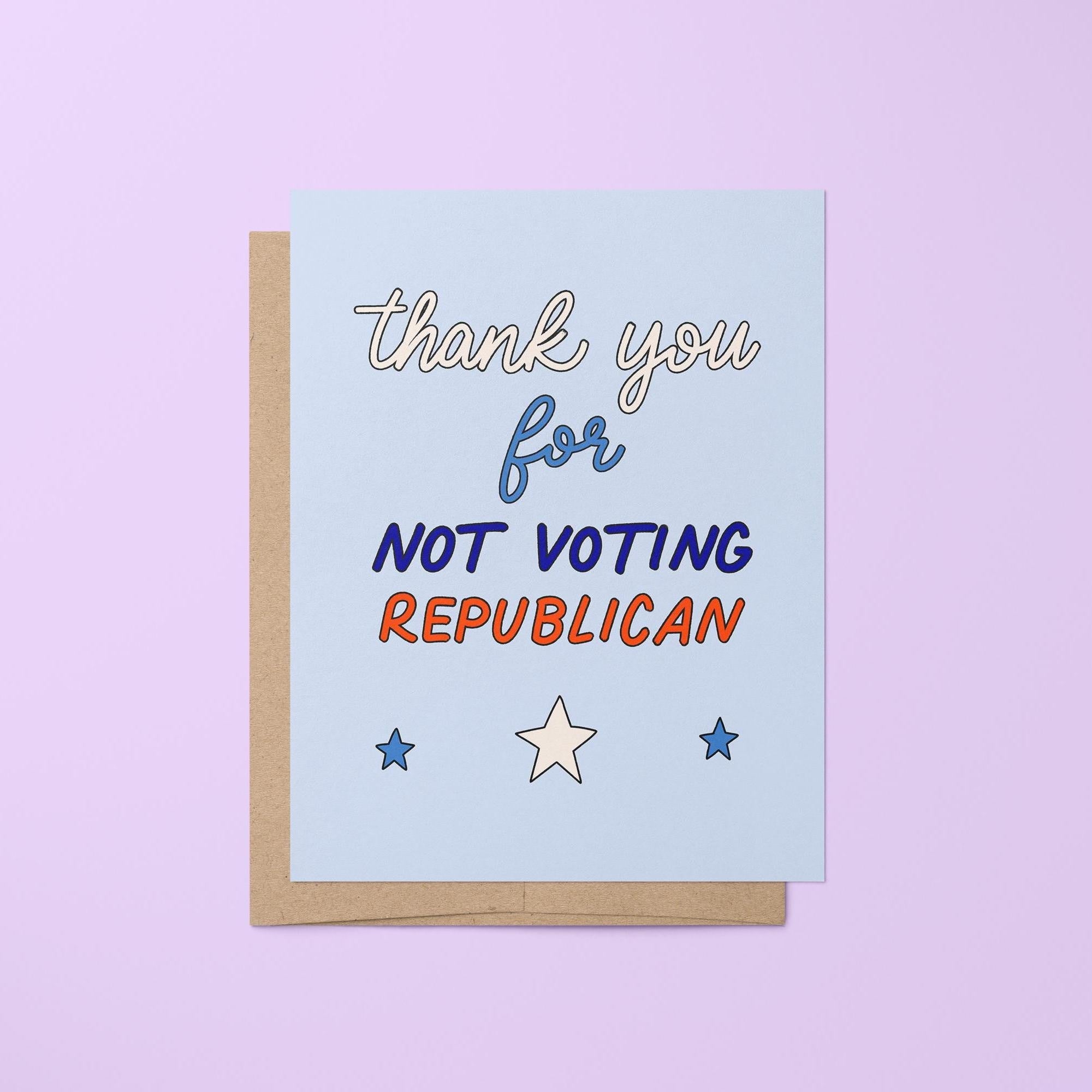 Thank you for not voting republican greeting card - MangoIllustrated - Greeting Cards