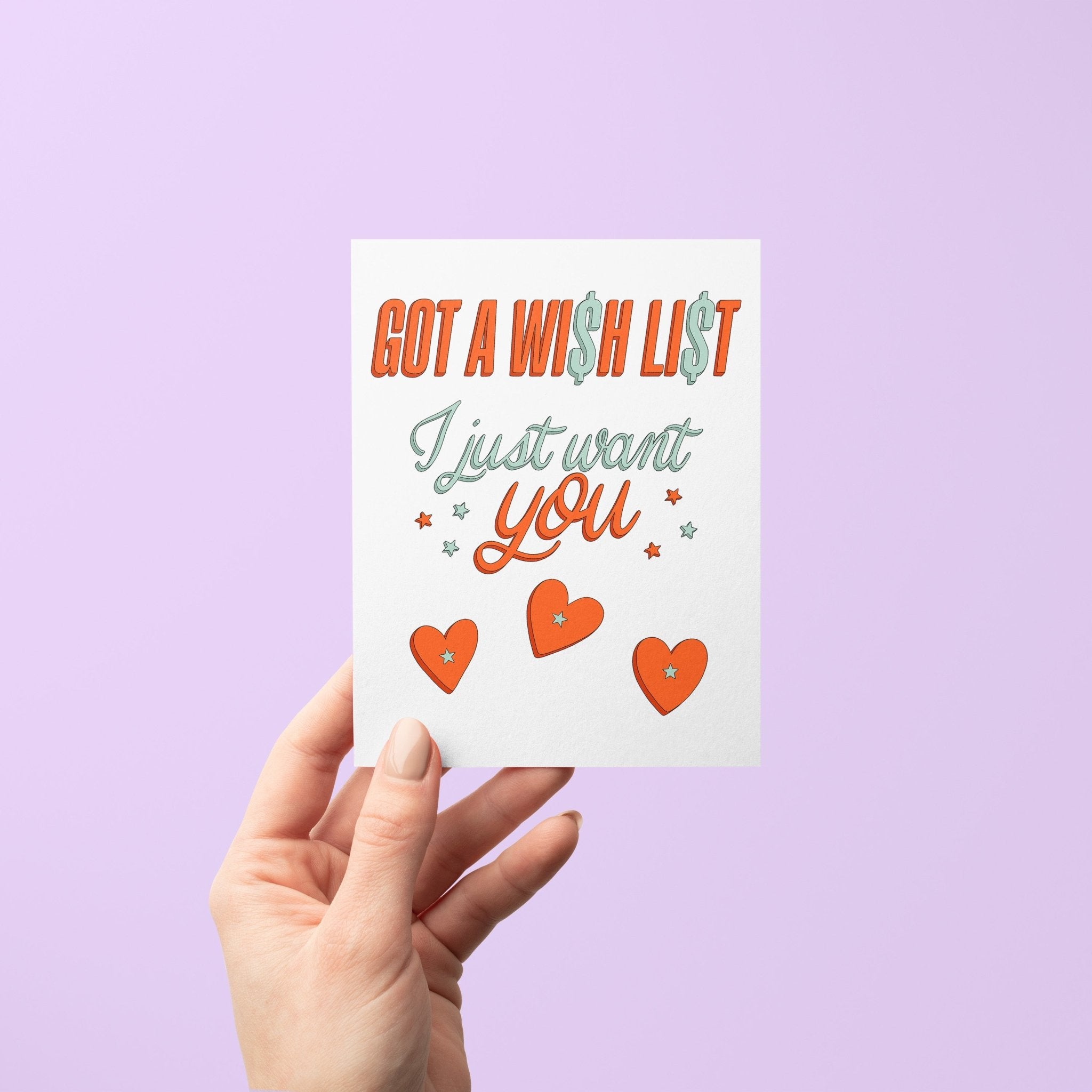 Wi$h Li$t love card - MangoIllustrated - Greeting Cards
